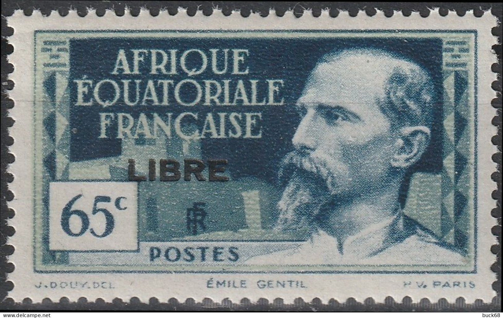 AEF 110 ** MNH Gouverneur Emile GENTIL + Surcharge FRANCE LIBRE Afrique Equatoriale Française A.E.F. 1940 - Neufs