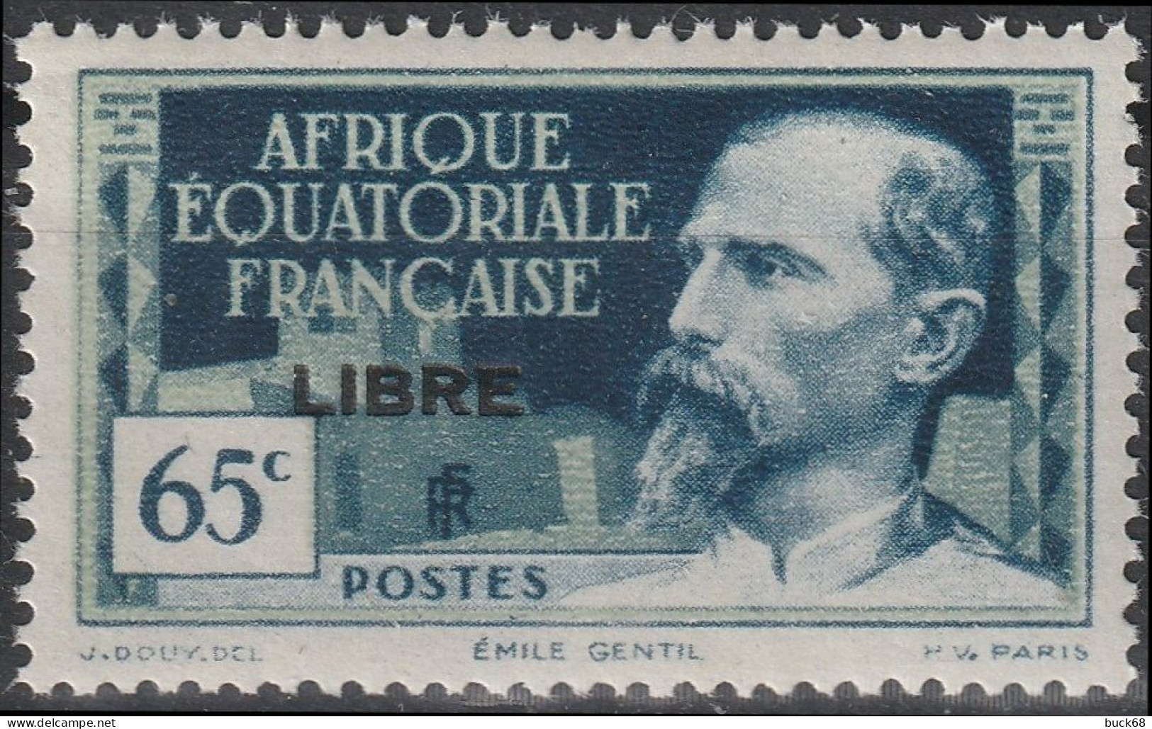 AEF 110 ** MNH Gouverneur Emile GENTIL + Surcharge FRANCE LIBRE Afrique Equatoriale Française A.E.F. 1940 - Nuevos