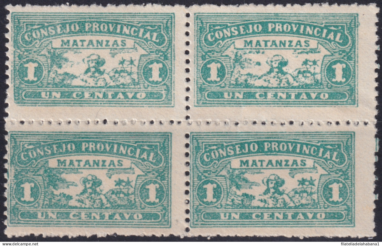 REP-543 CUBA MNH LOCAL MATANZAS REVENUE 1c BLOCK 4.  - Segnatasse