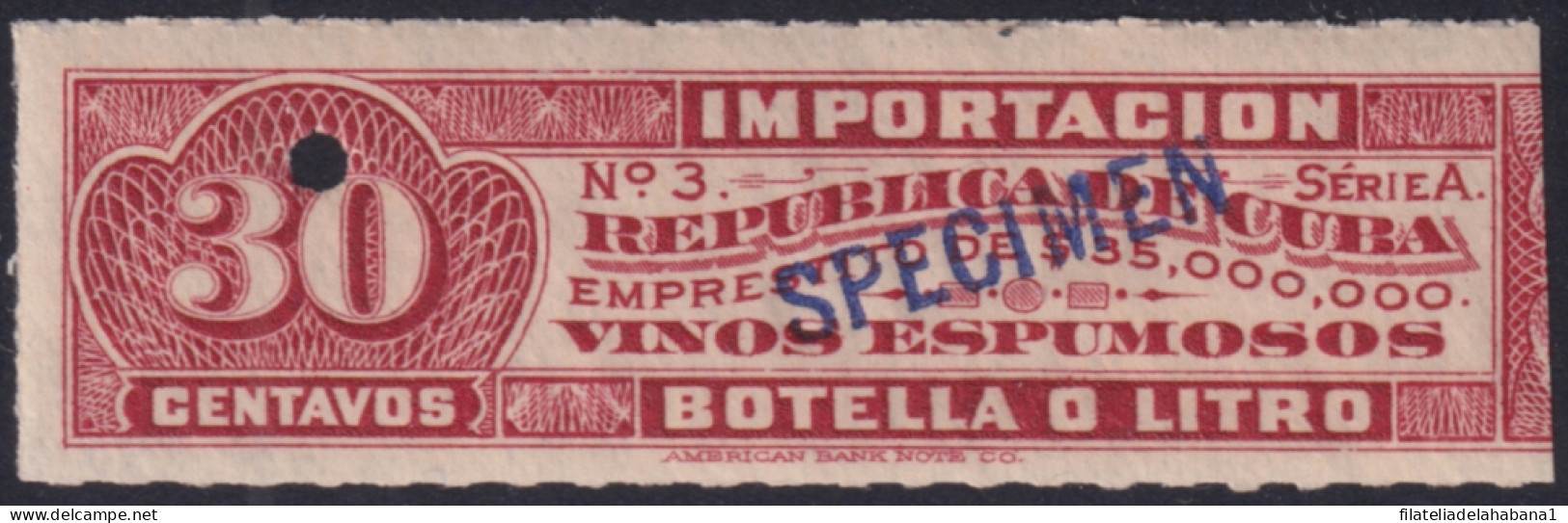 REP-544 CUBA REPUBLICA MNH REVENUE LICOUR WINE SPECIMEN PROOF.  - Strafport