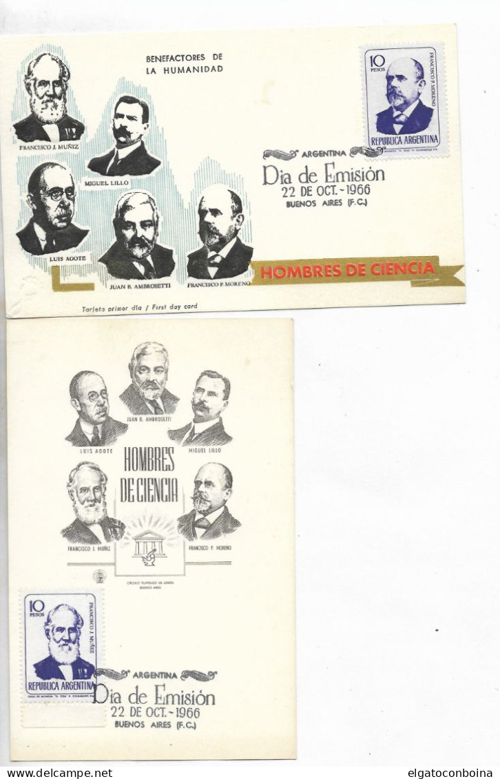 ARGENTINA 1966 MEN OF SCIENCE COMPLETE SET ON 5 FIRST DAY CARDS FDC - Covers & Documents