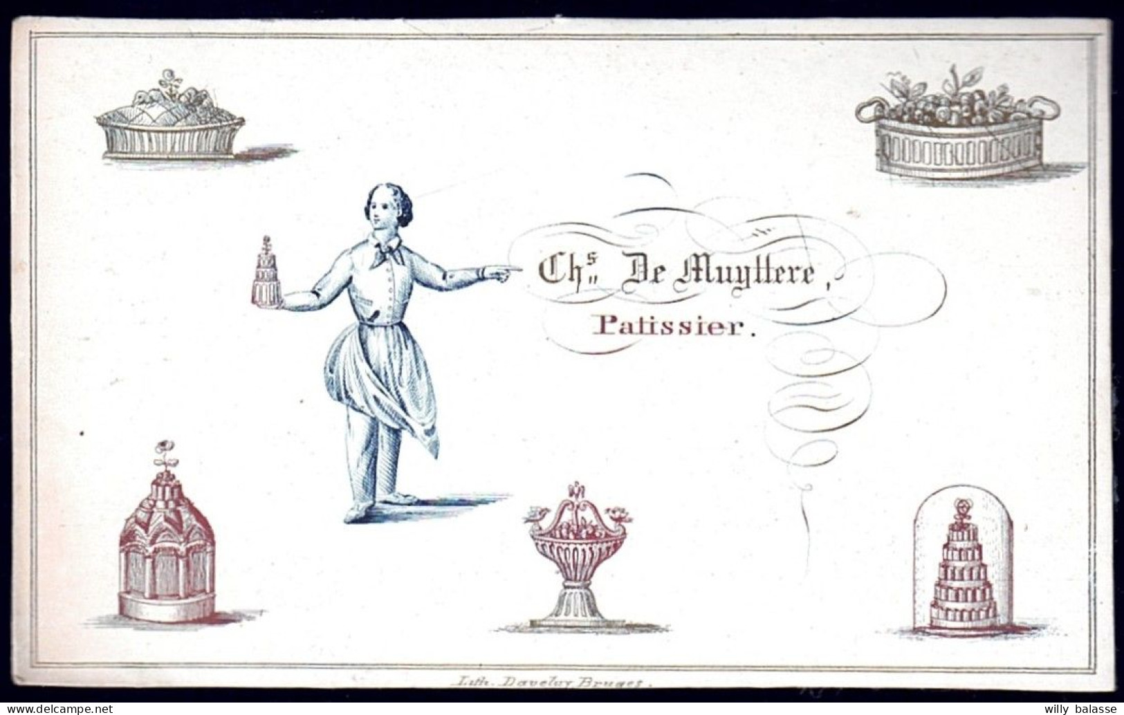 +++ CARTE PORCELAINE - Carte De Visite - Pâtissier De MUYTTERE - Litho Bruges   // - Cartes Porcelaine