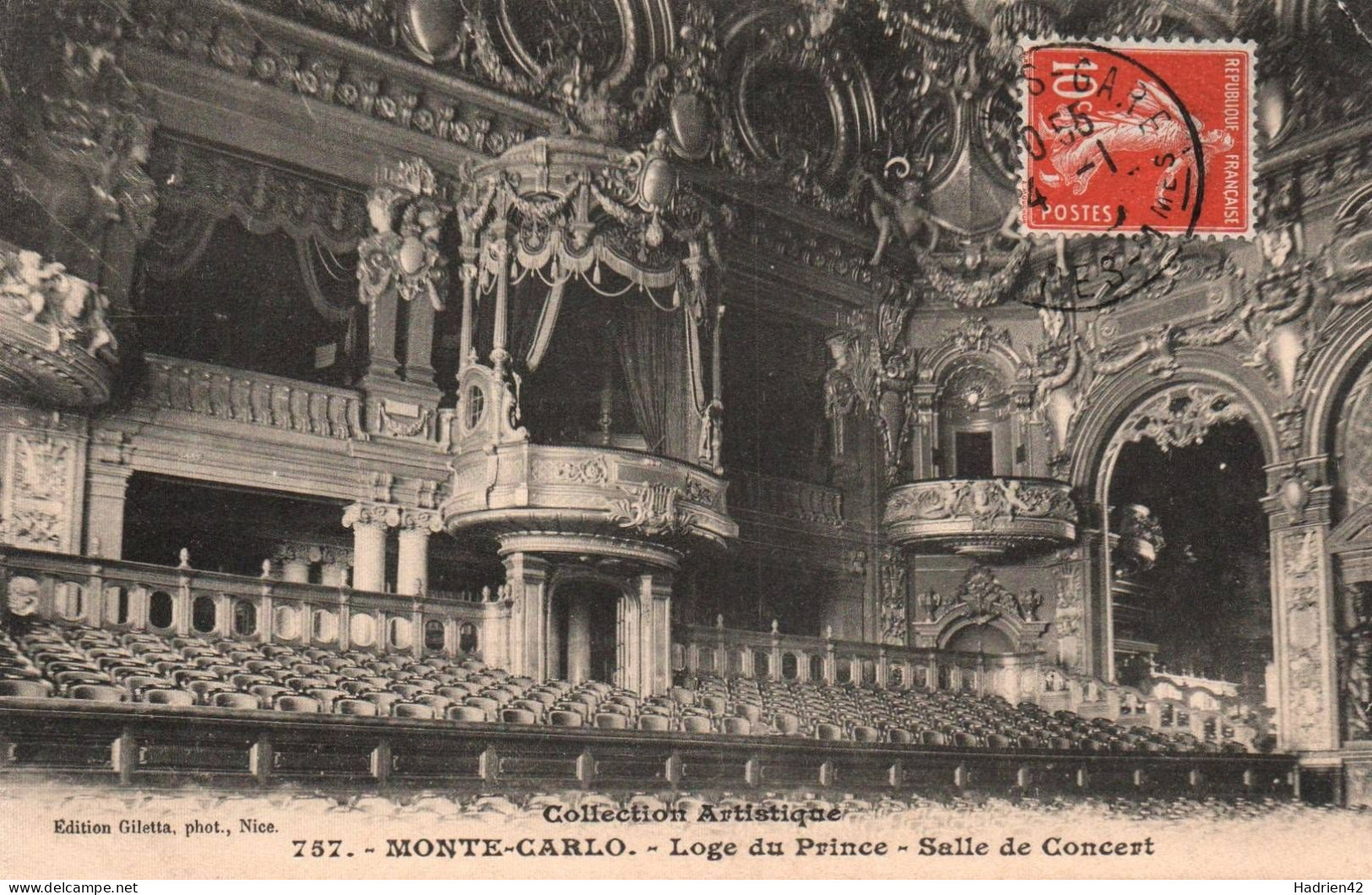 RECTO/VERSO - CPA - MONACO - LOGE DU PRINCE - SALLE DE CONCERT - Opernhaus & Theater