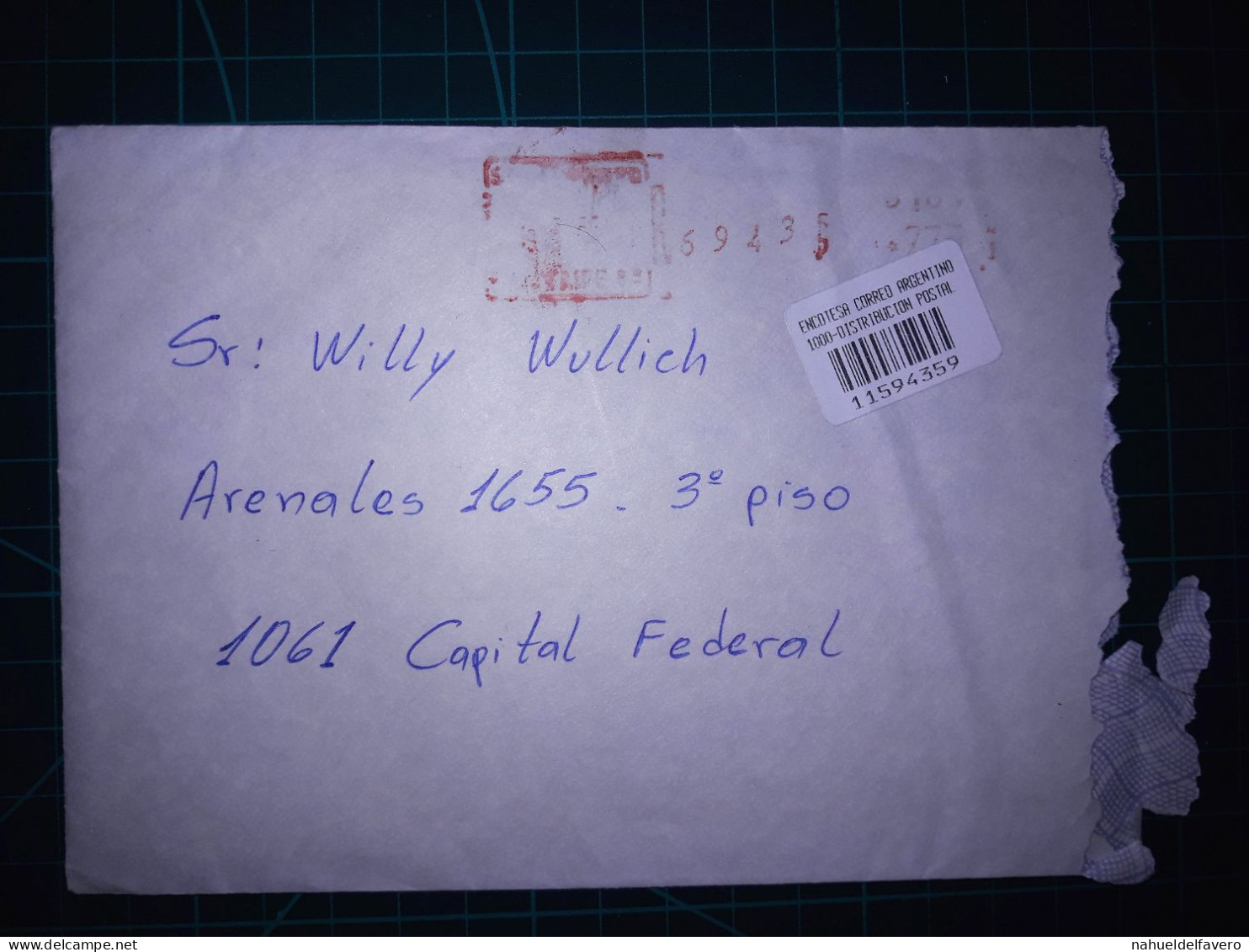 ARGENTINE; Enveloppe Avec Affranchissement Mécanique Envoyée à Capital Federal. Année 1994. - Usados