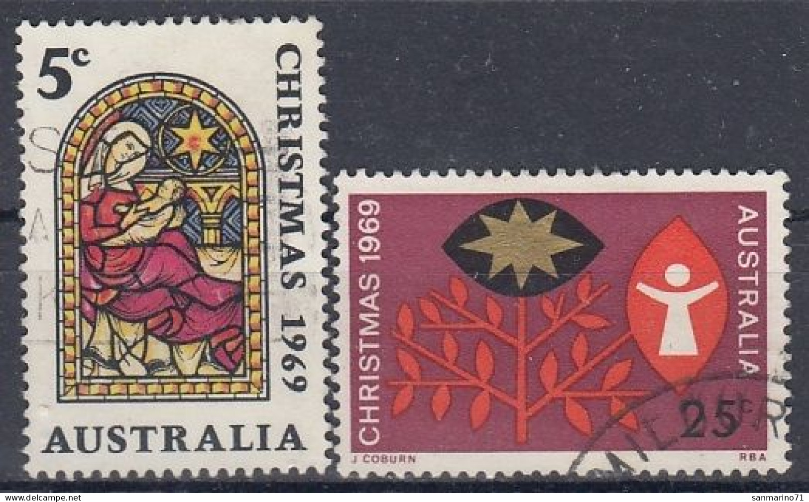AUSTRALIA 422-423,used,falc Hinged,Christmas 1969 - Oblitérés
