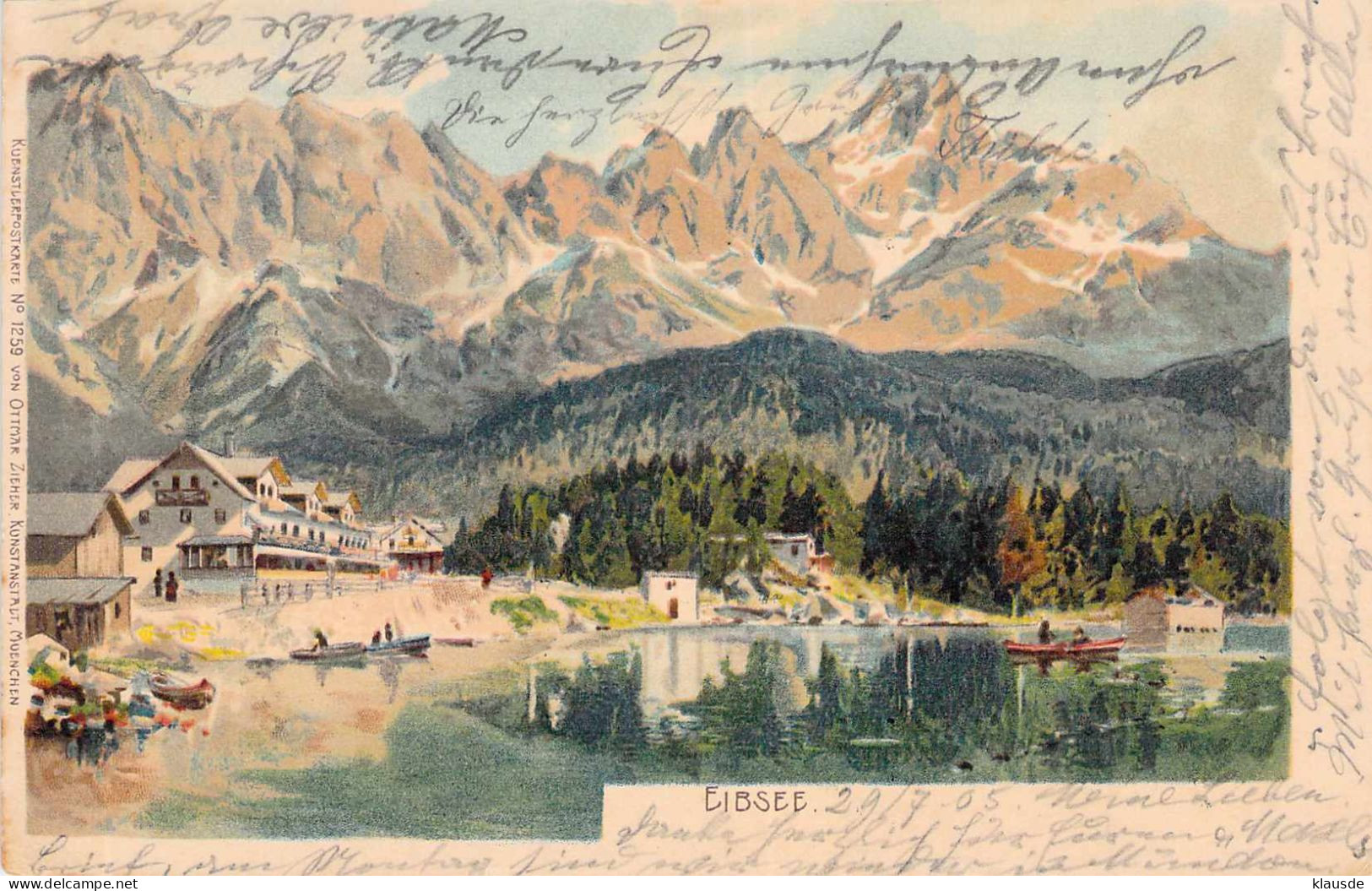 Eibsee - Künstlerkarte Gel.1905 AKS - Zugspitze