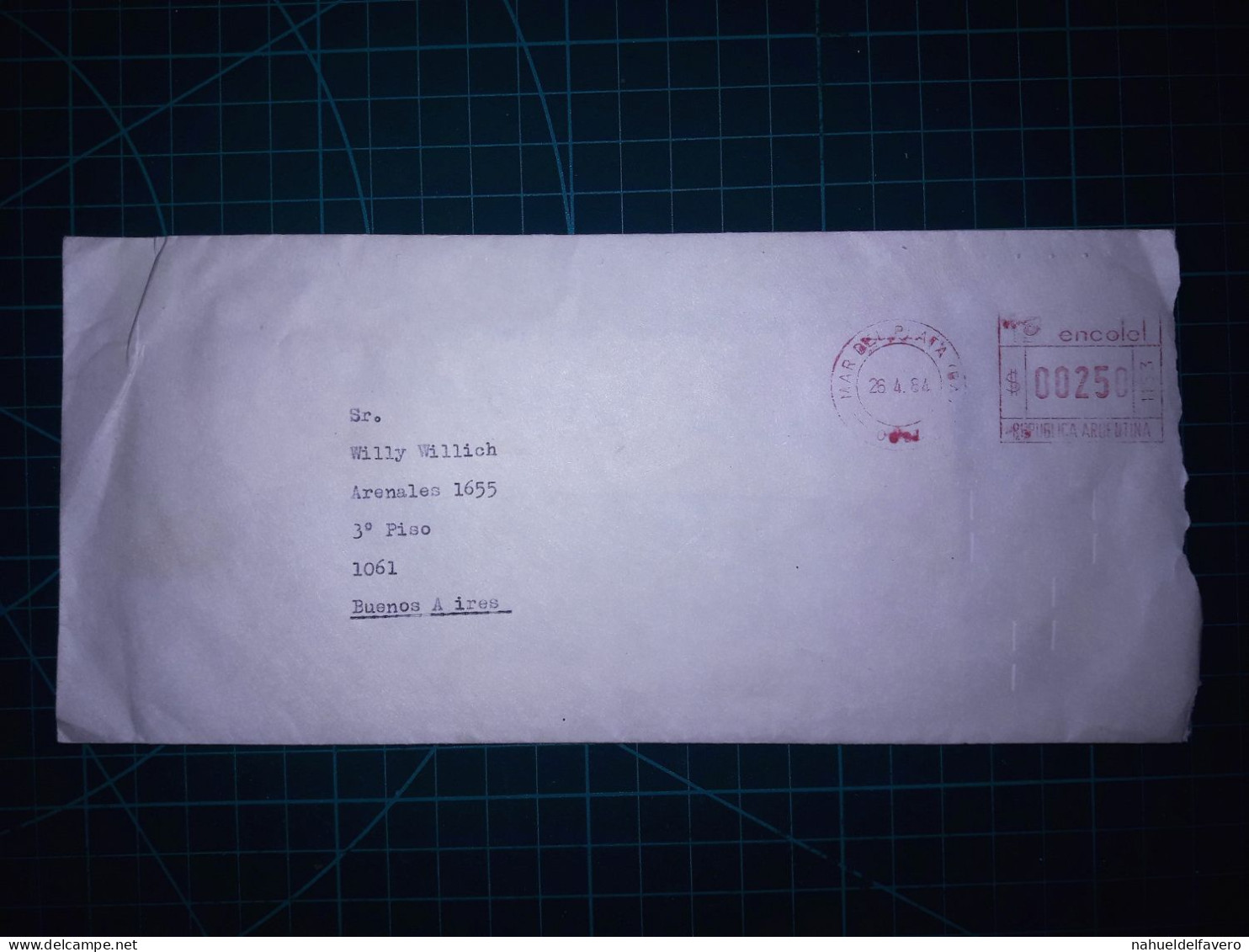 ARGENTINE; Enveloppe Avec Affranchissement Mécanique Envoyée à Buenos Aires. Année 1984. - Gebraucht