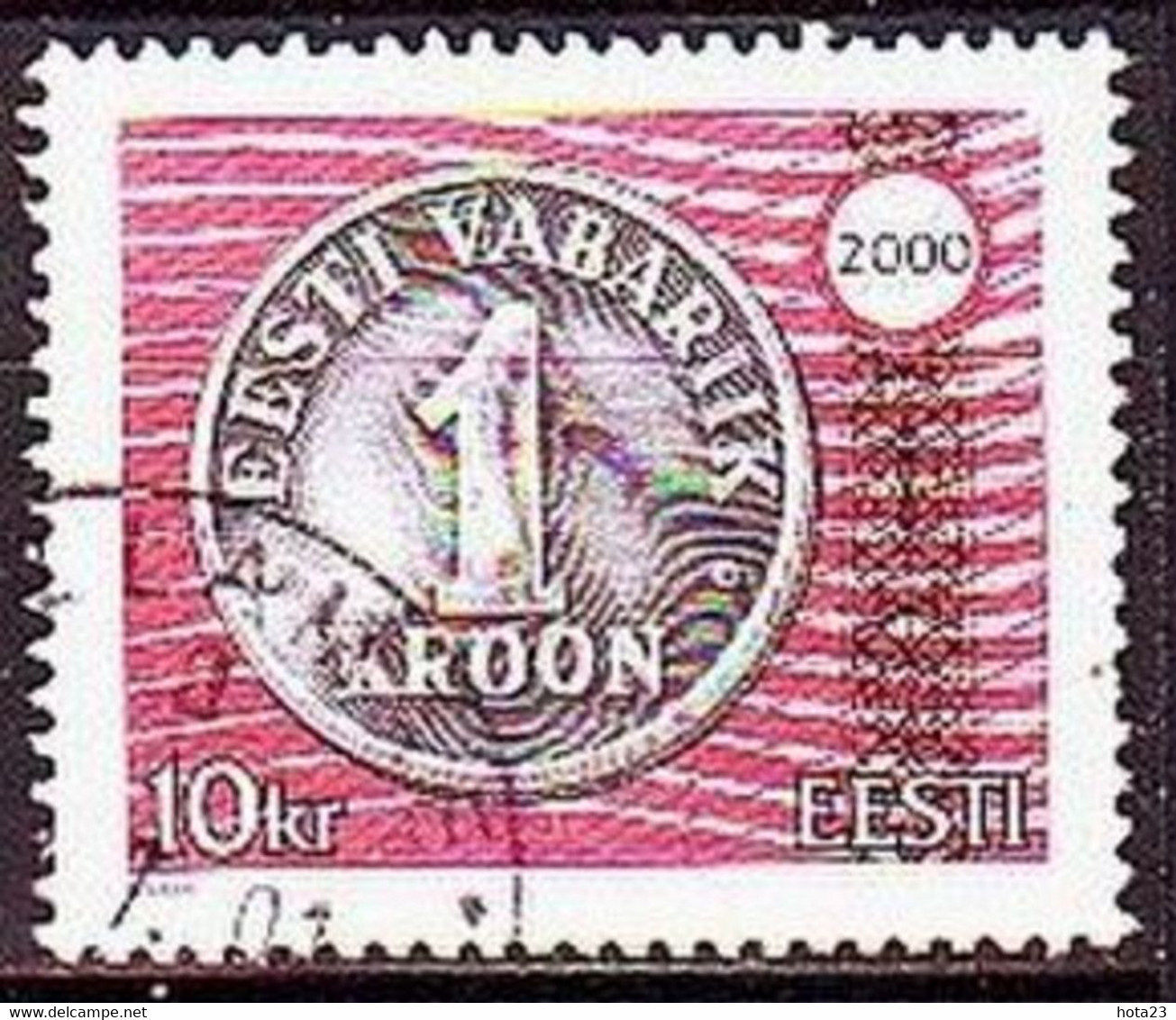 National Currency Estonia , Estland  2000 Stamp With Issue Number The Coin 1-kroon Mi 368 Used (0) - Estonie