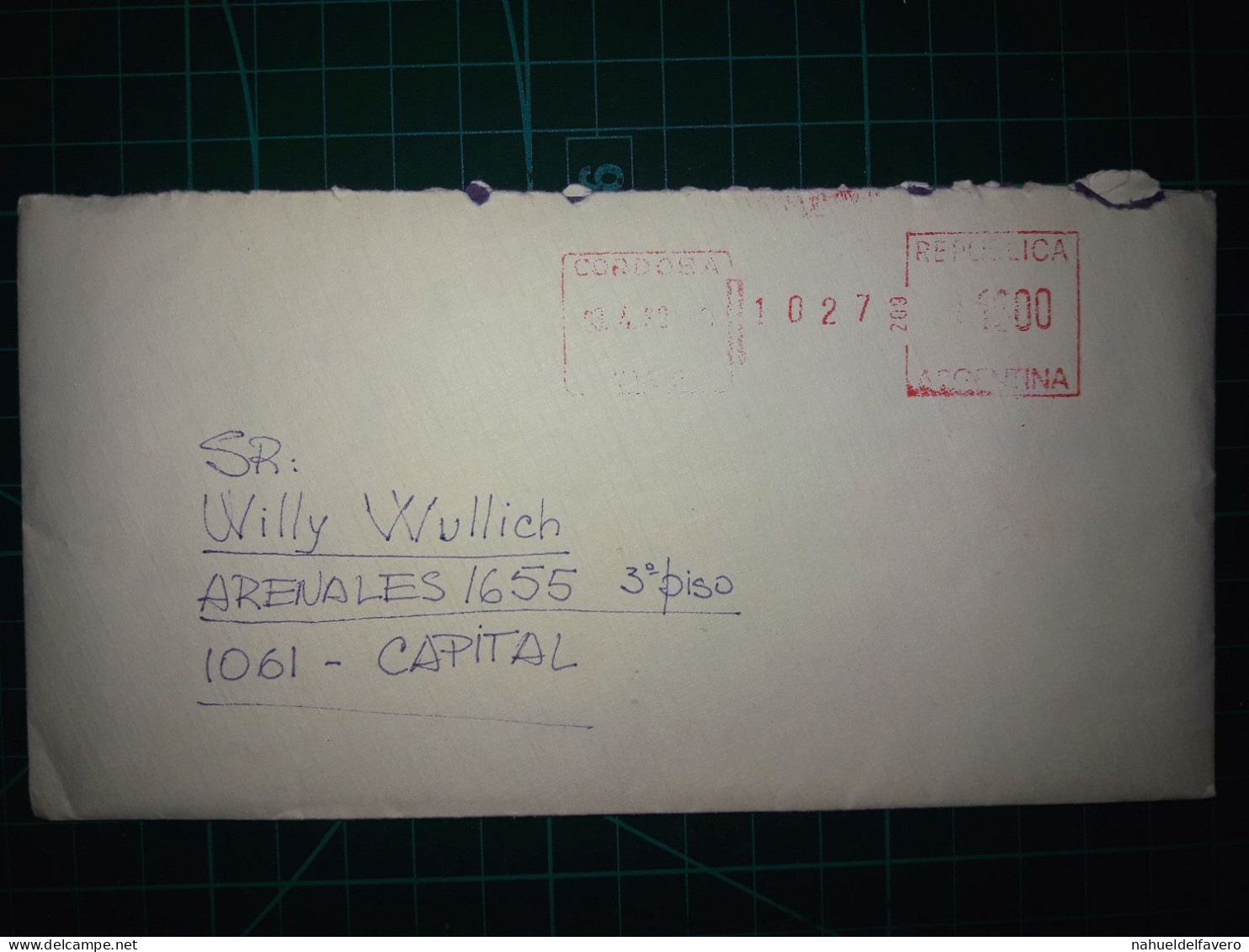 ARGENTINE; Enveloppe Avec Affranchissement Mécanique Envoyée à Capital Federal. Année 1989 - Used Stamps
