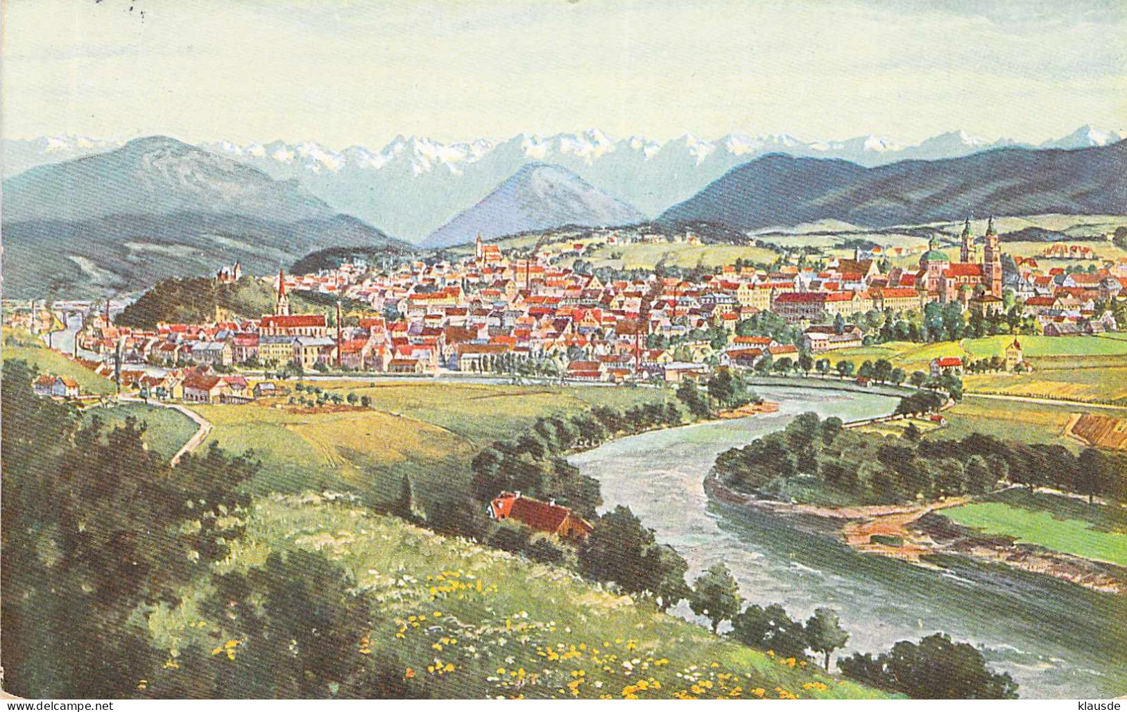 Kempten - Künstlerkarte Panorama Gel.1928 - Kempten