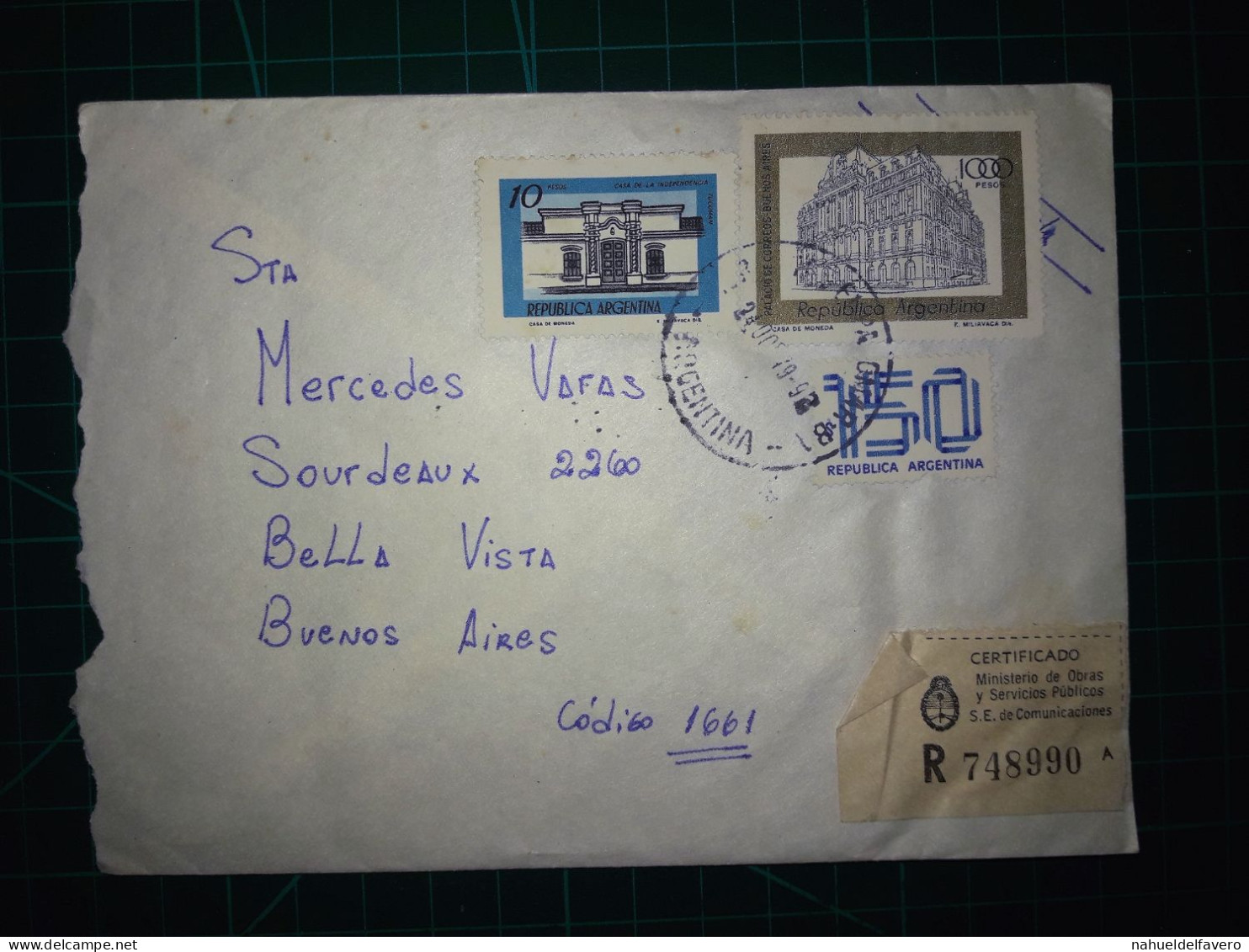 ARGENTINE; Enveloppe Avec Une Variété De Timbres-poste Distribués à Buenos Aires. Année 1992. - Usati