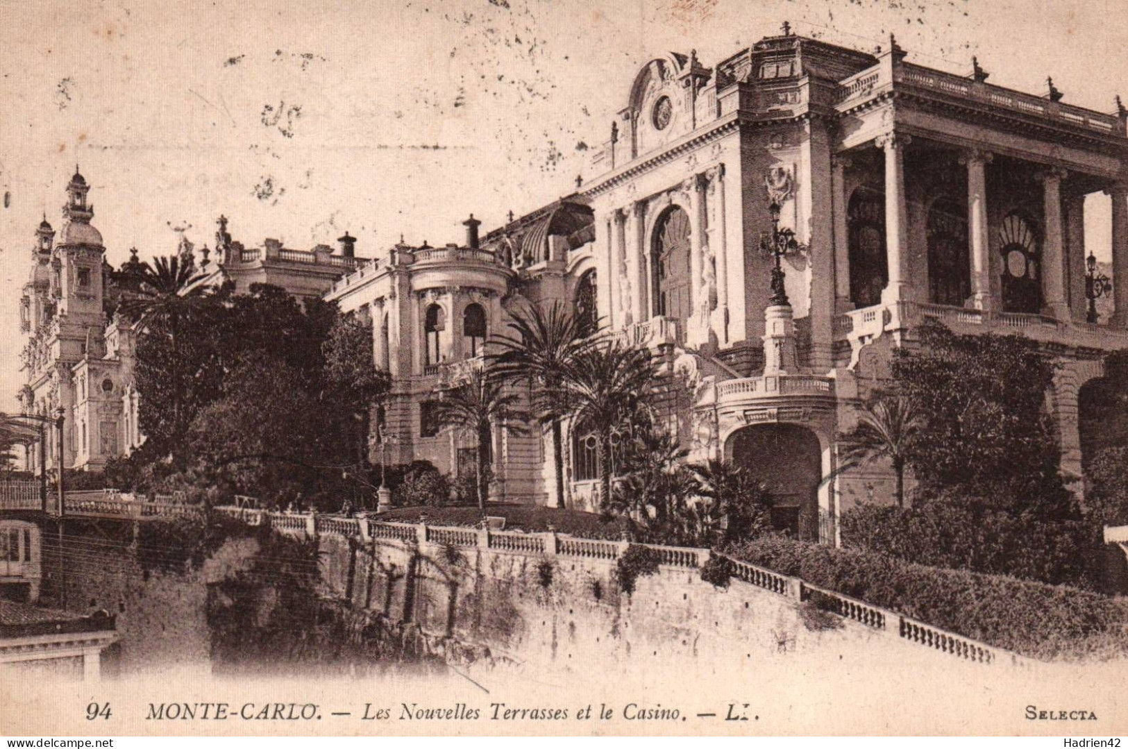 RECTO/VERSO - CPA - MONACO - NOUVELLES TERRASSES ET LE CASINO - CACHET 1919 - Casino