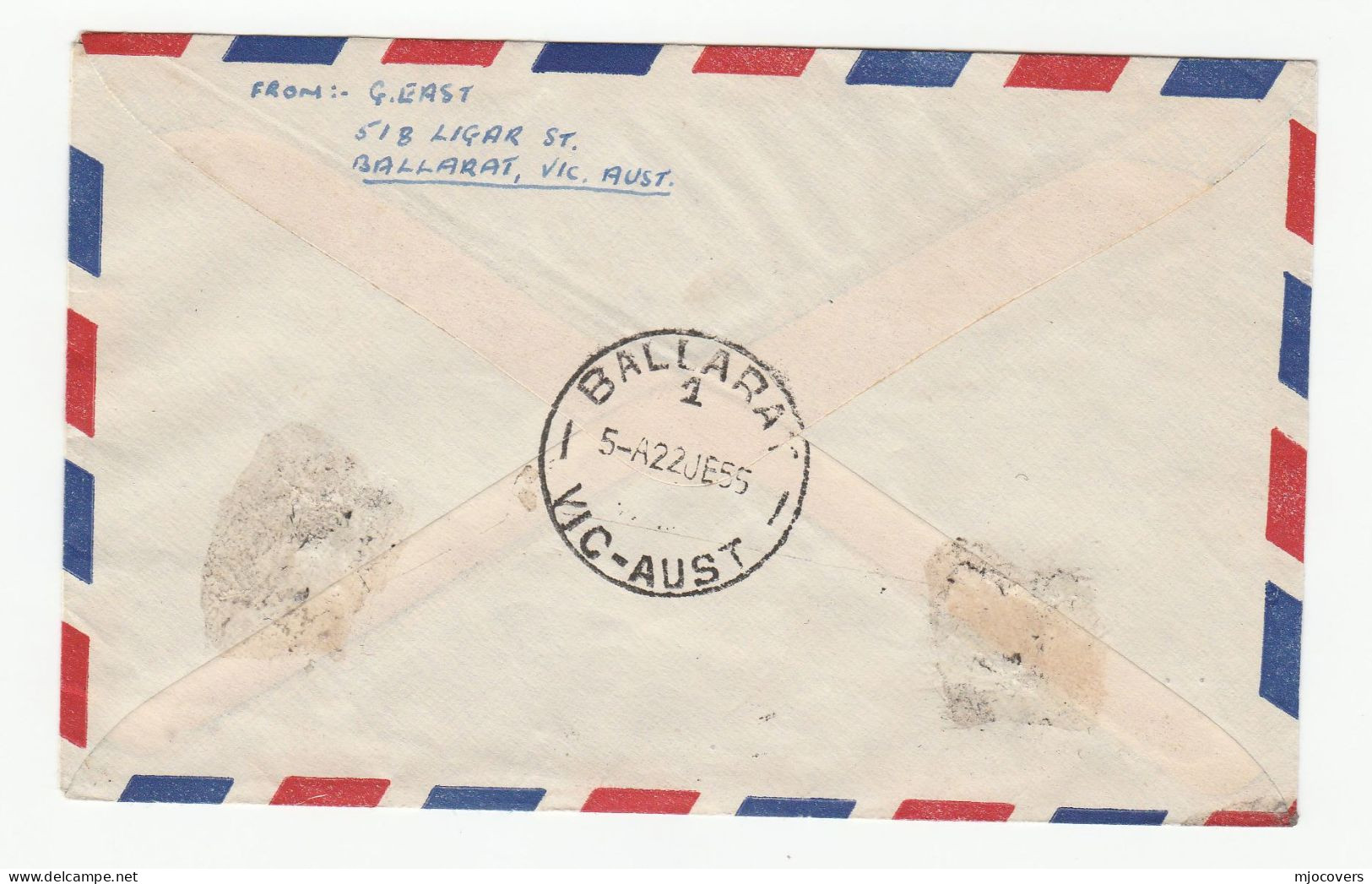 1955 Franked 9 Stamps  AUSTRALIA Airmail Ballarat To Kinston Canada Cover Bl 4 Memorial, Rotary,, Kangaroo, Etc - Storia Postale