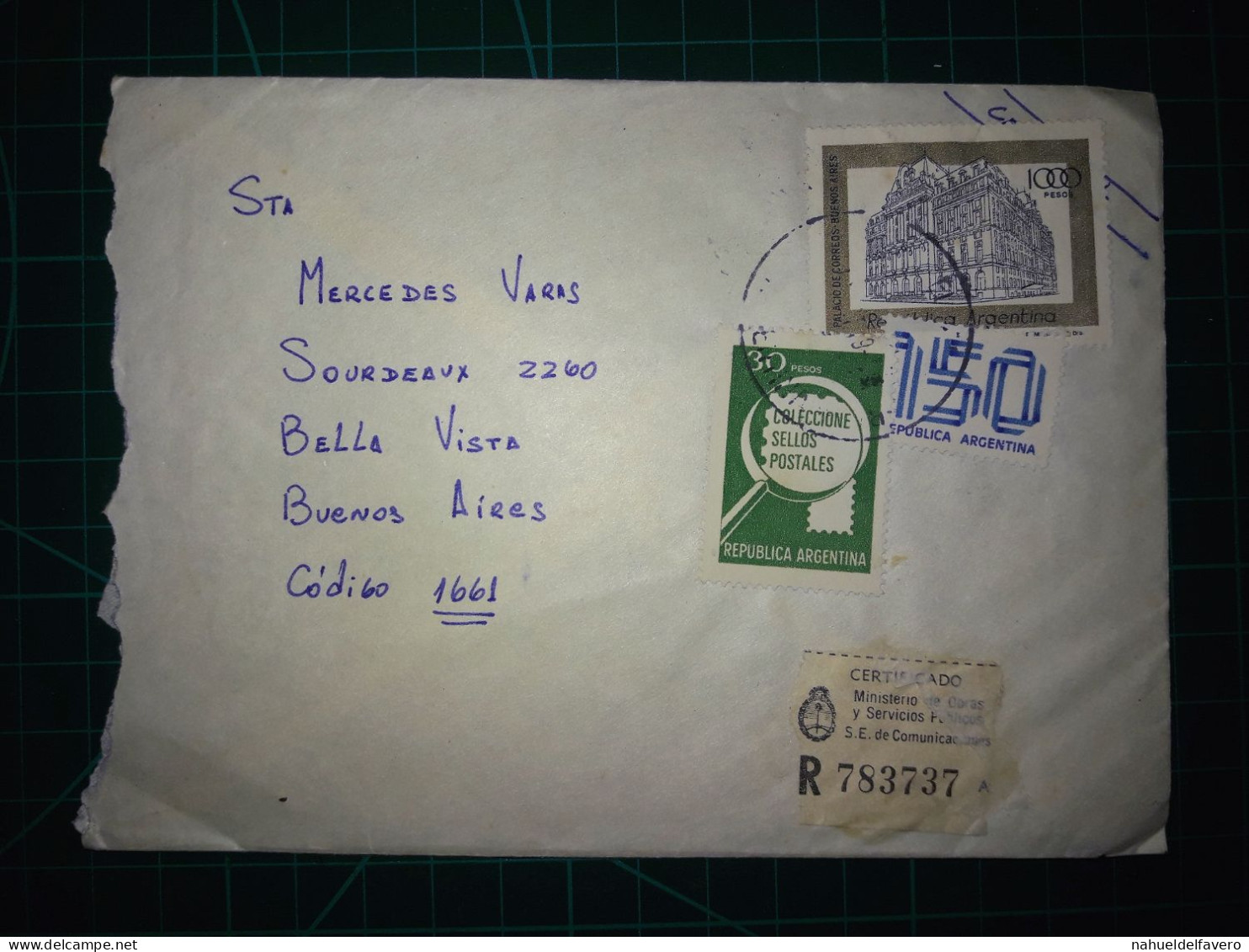 ARGENTINE; Enveloppe Avec Une Variété De Timbres-poste Distribués à Buenos Aires. Année 1992. - Gebraucht