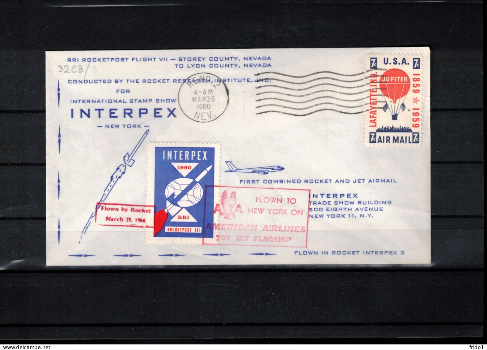 USA 1960 INTERPEX Rocket Mail With Perforated Label Interesting Cover - Cartas & Documentos