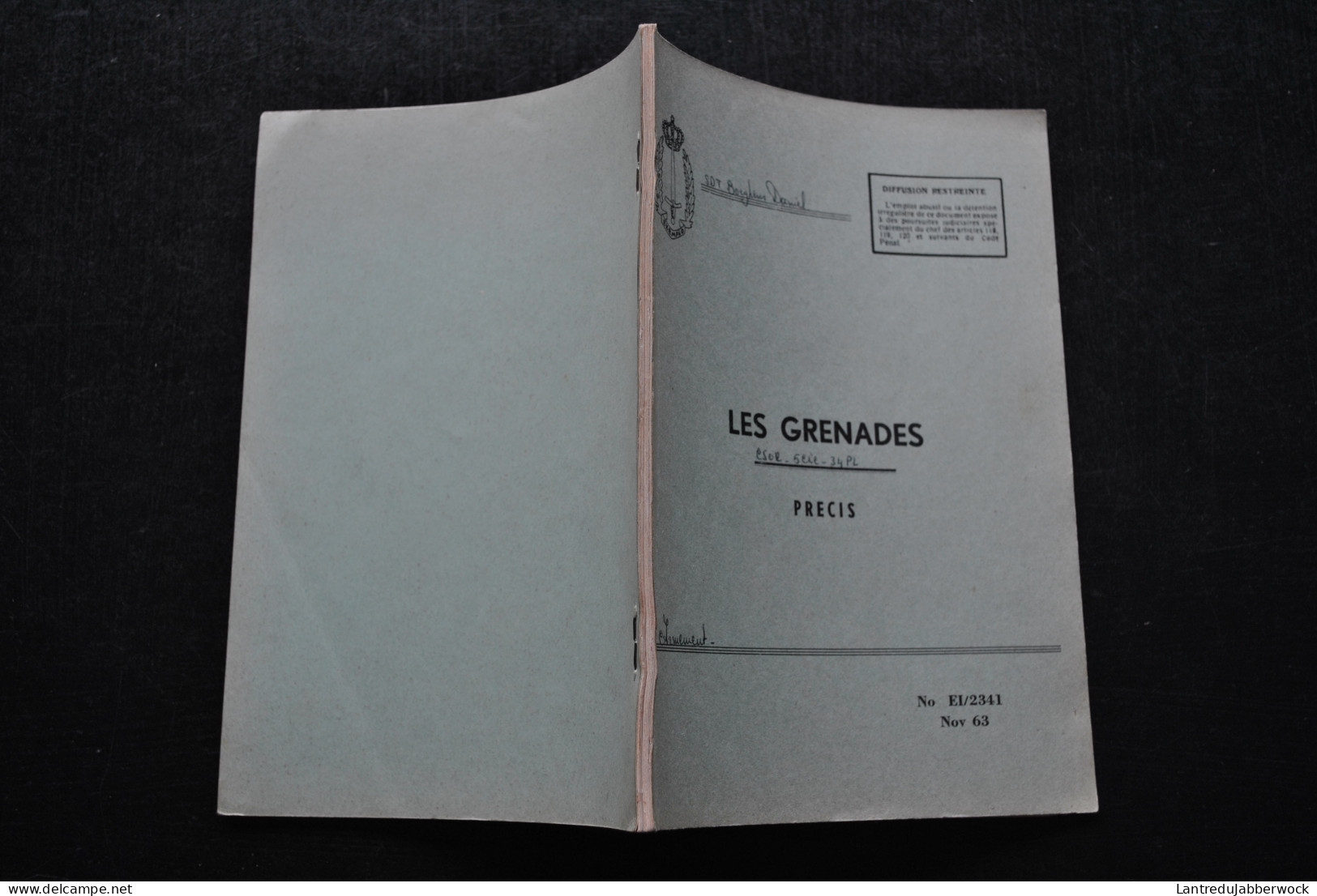 Les Grenades Précis N°EI/2341 1963 Défensive Offensive Anti-chars 75 Lacrymogène MKIV Fusée-Piège Armée Belge  - Sonstige & Ohne Zuordnung