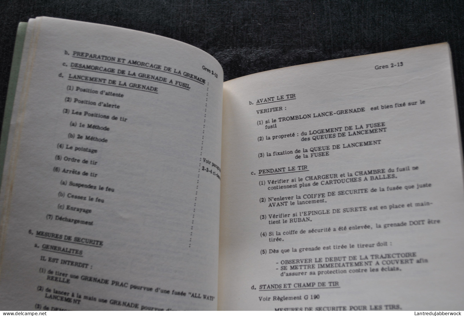 Les Grenades Précis N°EI/2341 1963 Défensive Offensive Anti-chars 75 Lacrymogène MKIV Fusée-Piège Armée Belge  - Autres & Non Classés