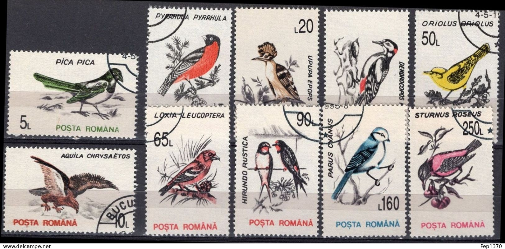 RUMANIA 1993 - AVES - PAJAROS - YVERT 4065/4074** SELLOS DE FAVOR - Gebruikt