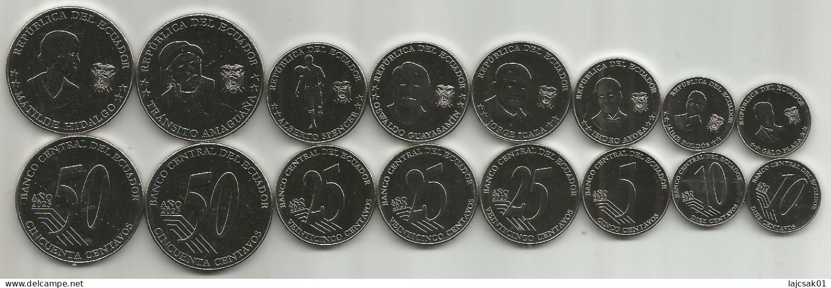 Ecuador Set Of 8 Coins: 5 - 50 Centavos 2023. UNC - Equateur
