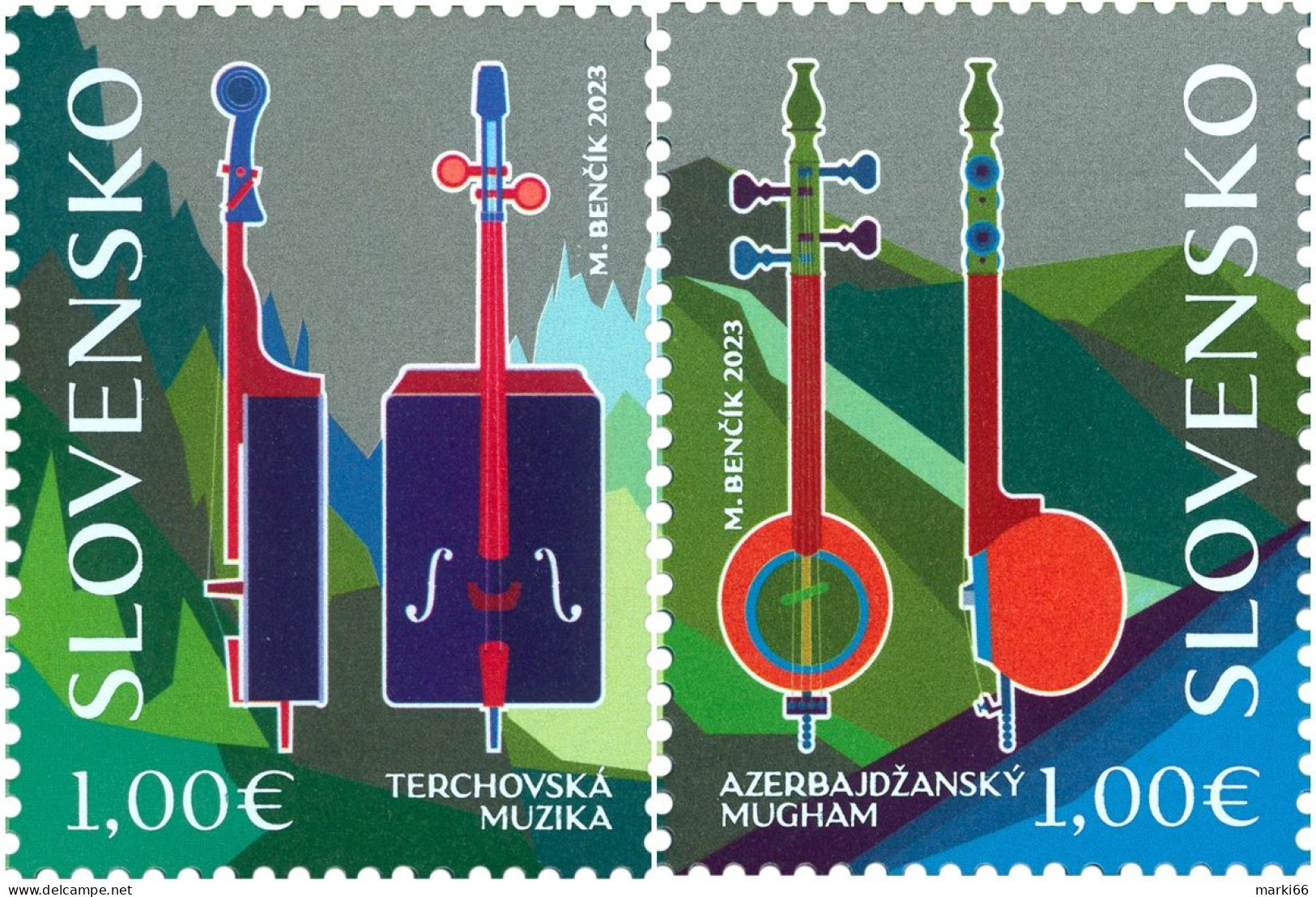 Slovakia - 2023 - Art - Music Of Terchova And Azerbaijani Mugham - Joint Issue With Azerbaijan - Mint Stamp Set - Ungebraucht