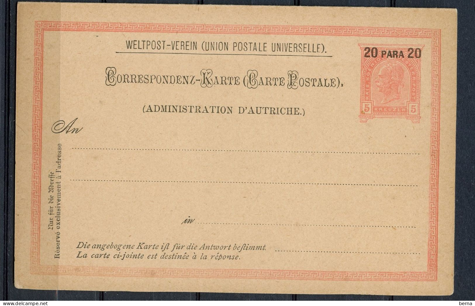 LEVANT AUTRICHIEN POSTAL STATIONERY WITH REPLY - Oostenrijkse Levant