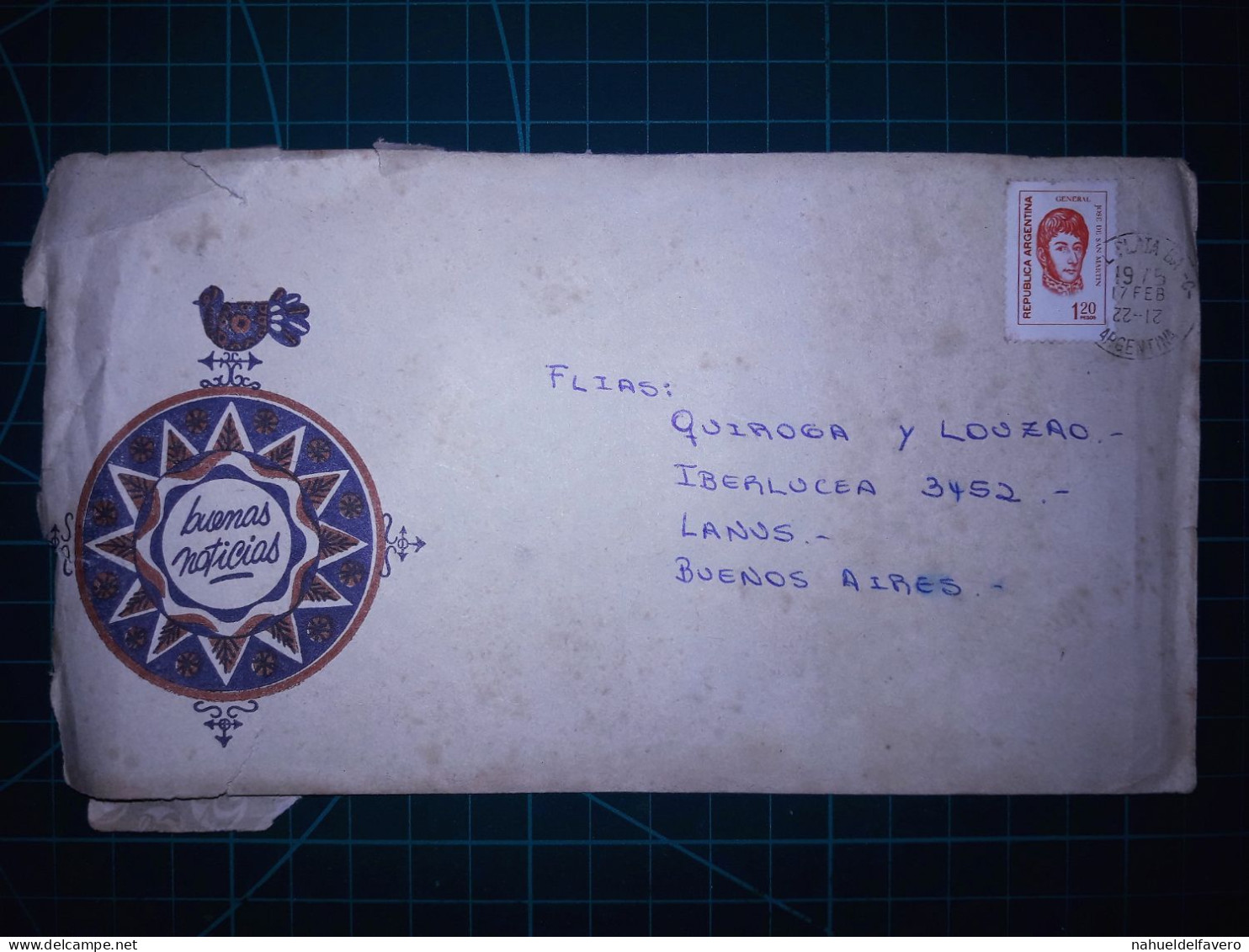 ARGENTINE; Enveloppe Avec Une Variété De Timbres-poste Distribués à Buenos Aires. Années 1970. - Gebraucht