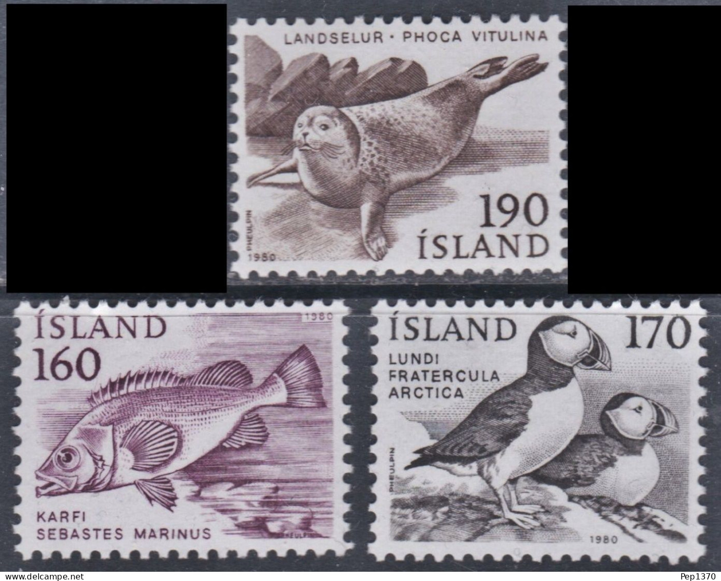 ISLANDIA 1980 - AVES - PAJAROS - PECES - FOCAS - YVERT 511/512** - Nuevos