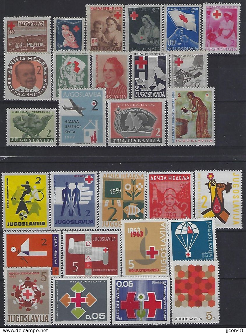 Jugoslavia 1947- 68 Zwangszuschlagsmarken (**)+(*) X 28 - Beneficenza