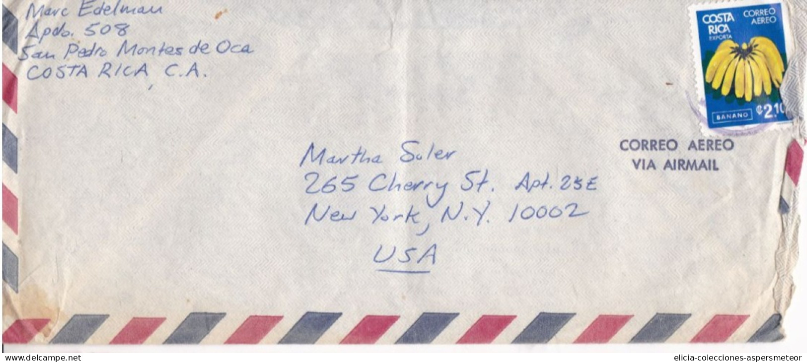 Costa Rica - Airmail - Letter - Sent From San Pedro Montes De Oca To NY, USA - Caja 30 - Costa Rica