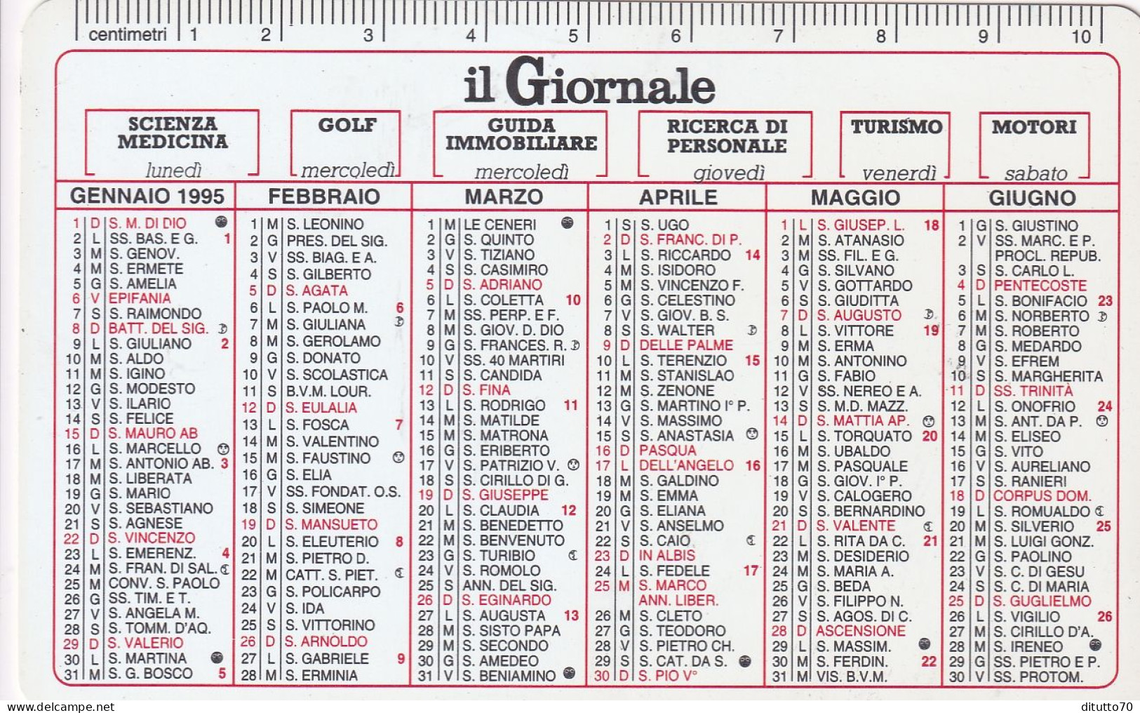 Calendarietto - Il Giornale - Anno 1995 - Petit Format : 1991-00