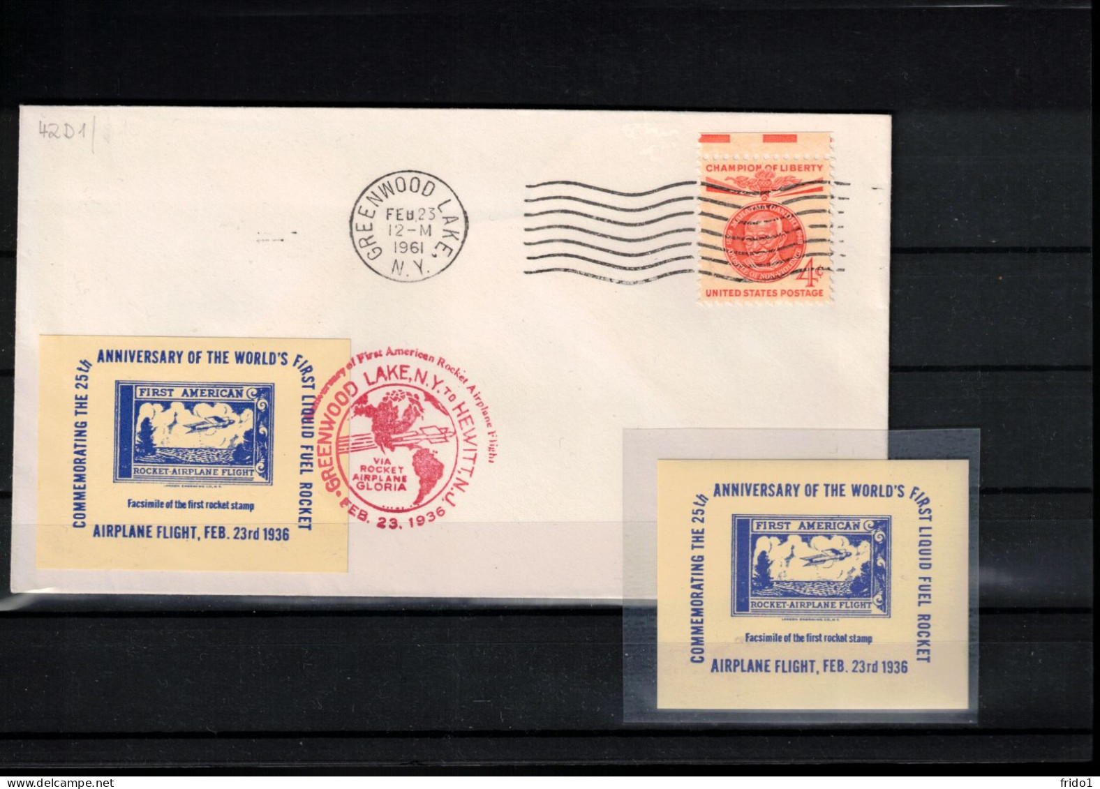 USA  1961 Rocket Mail - 25th Anniversary Of The World's First Liquid Fuel Rocket Interesting Cover With MNH Label - Briefe U. Dokumente