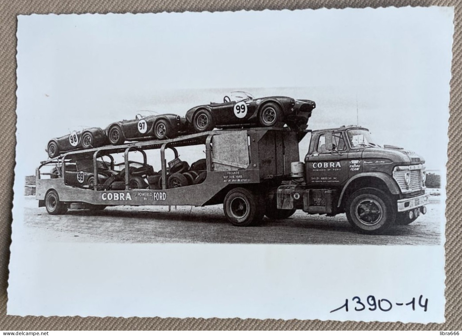 1963 Shelby American Cobra Racing Truck - 14 X 10 Cm (REPRO PHOTO! Zie Beschrijving, Voir Description, See Description)! - Sports