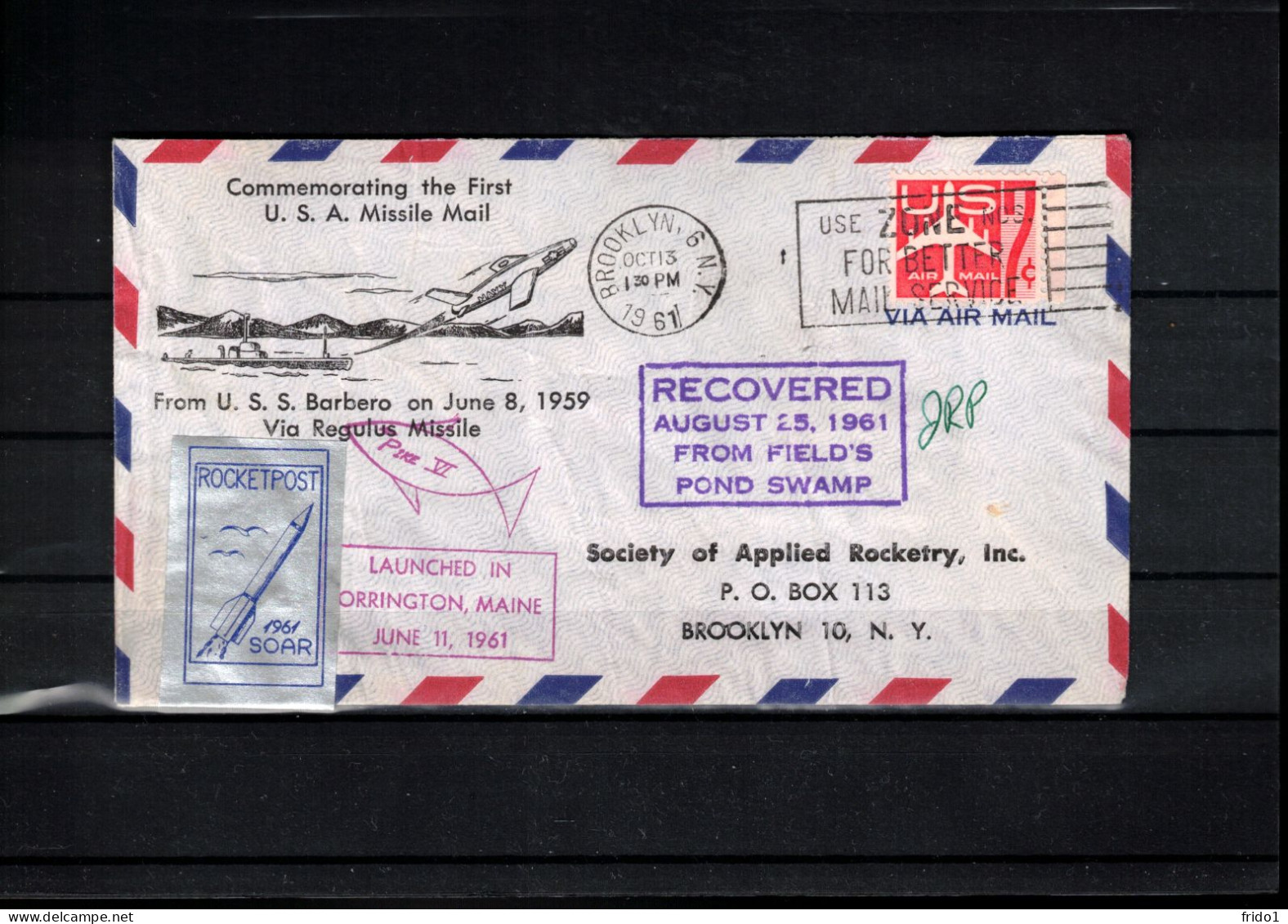 USA  1961 Rocket Mail Commemorating The First USA Missile Mail From USS Barbero Interesting Cover - Lettres & Documents