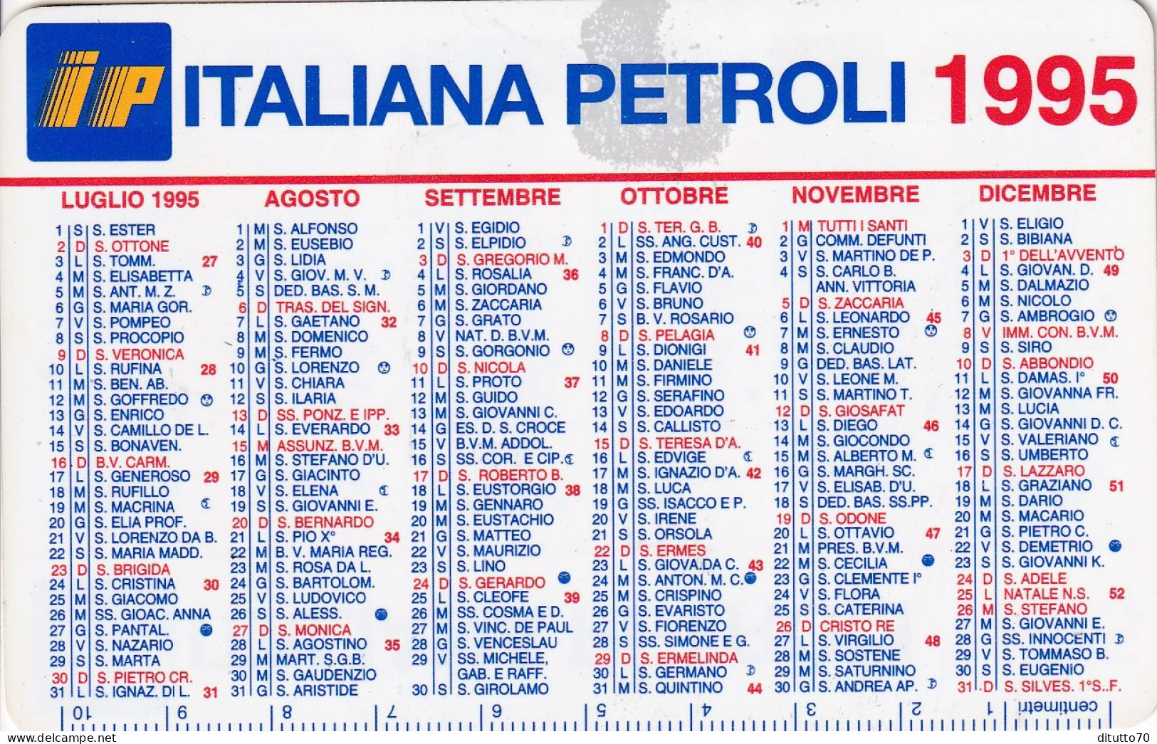 Calendarietto - IP - Italina Petroli - Anno 1995 - Petit Format : 1991-00