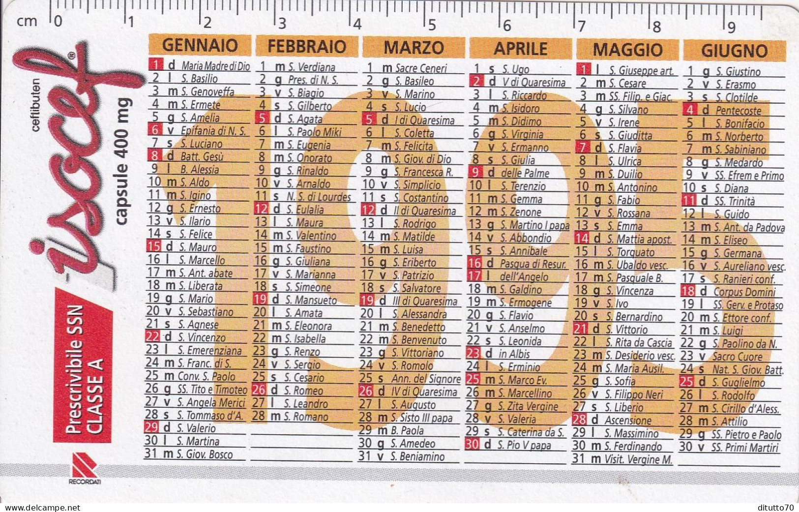 Calendarietto - Isocef - Anno 1995 - Petit Format : 1991-00