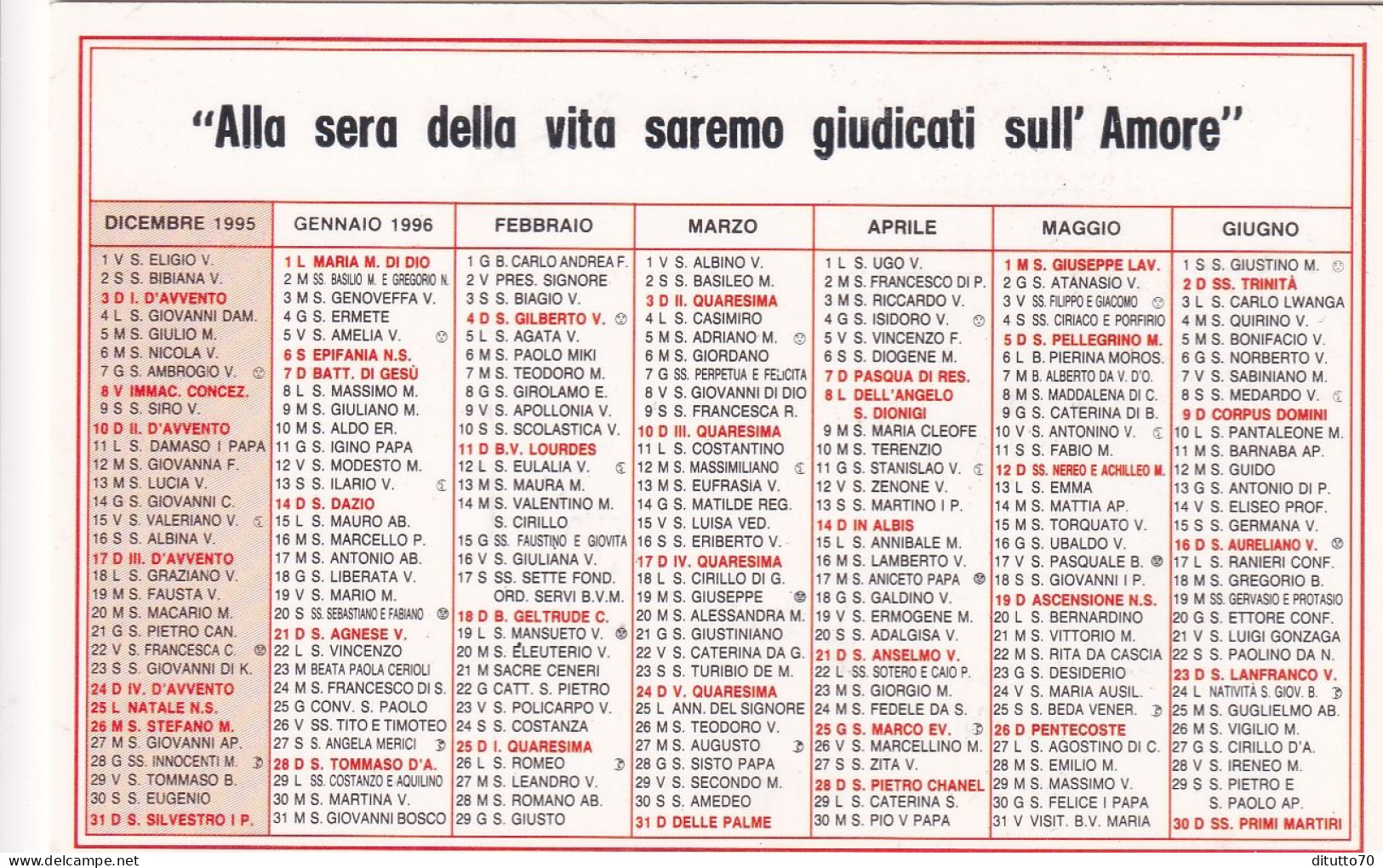 Calendarietto - Italcementi - Conferenza Aziendale S.vincenzo - Anno 1995 - Petit Format : 1991-00