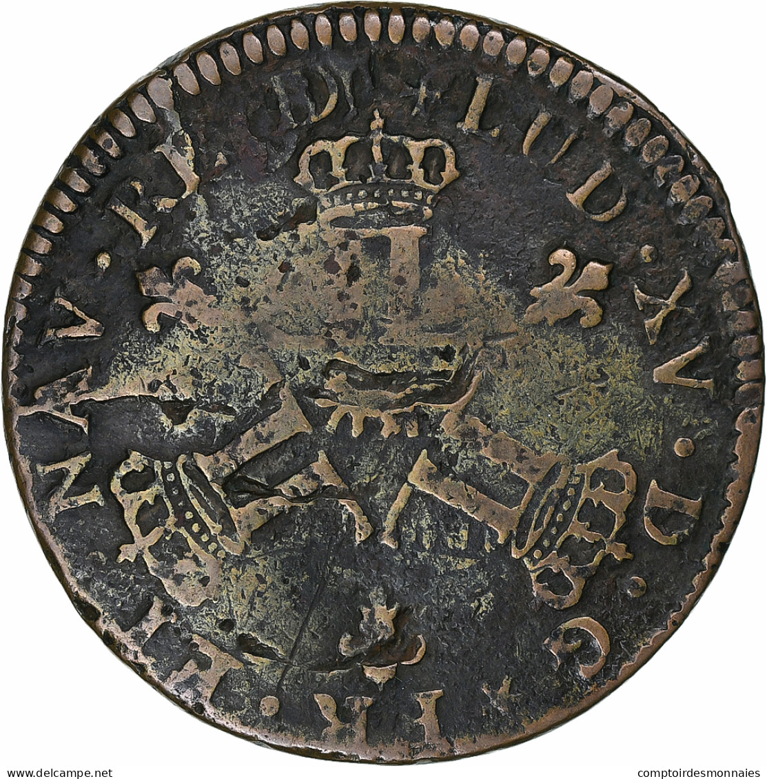 France, Louis XV, 16 Deniers, 1727, Pau, Cuivre, TB+, Gadoury:277 - 1715-1774 Ludwig XV. Der Vielgeliebte