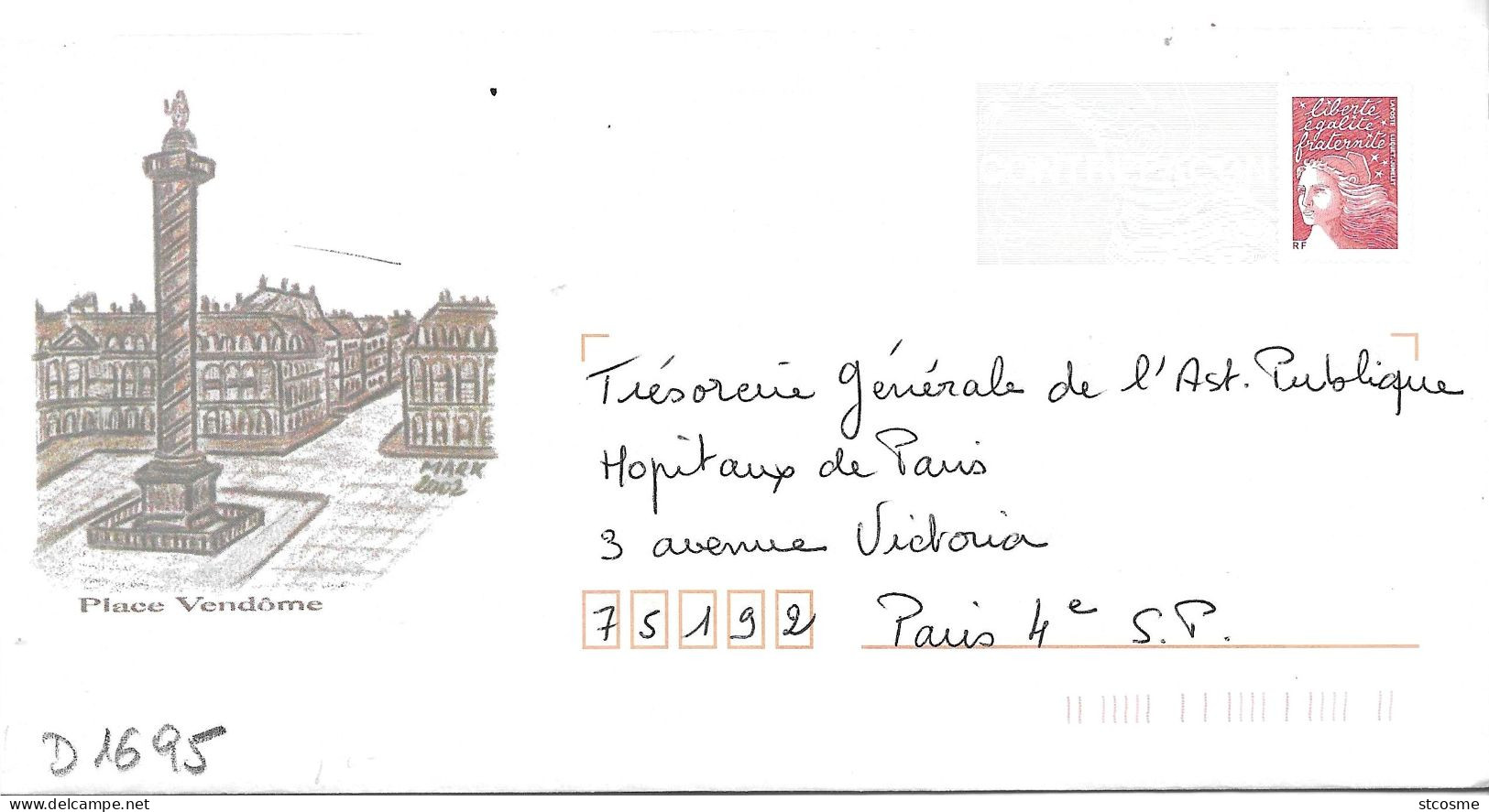 D1695 Entier Postal / Postal Stationnery / PSE - PAP Luquet - La Colonne Vendôme (75) 809-lot B9K/0201982 - PAP: Ristampa/Luquet