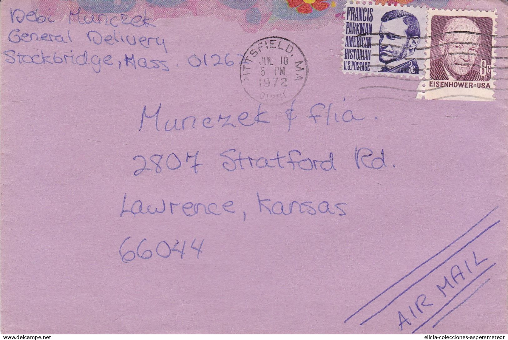 USA - 1972 - Airmail - Letter - Sent From Massachusetts To Kansas - Caja 30 - Cartas & Documentos