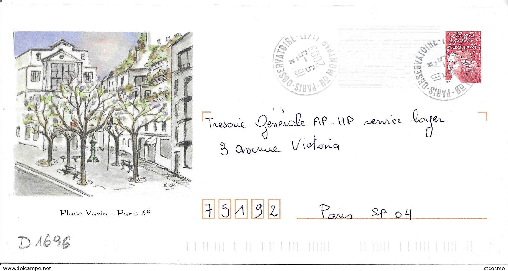 D1696 Entier Postal / Postal Stationnery / PSE - PAP Luquet - Paris 6°, Place Vavin (75) 809-lot B2K/0203839 - Prêts-à-poster: Repiquages /Luquet