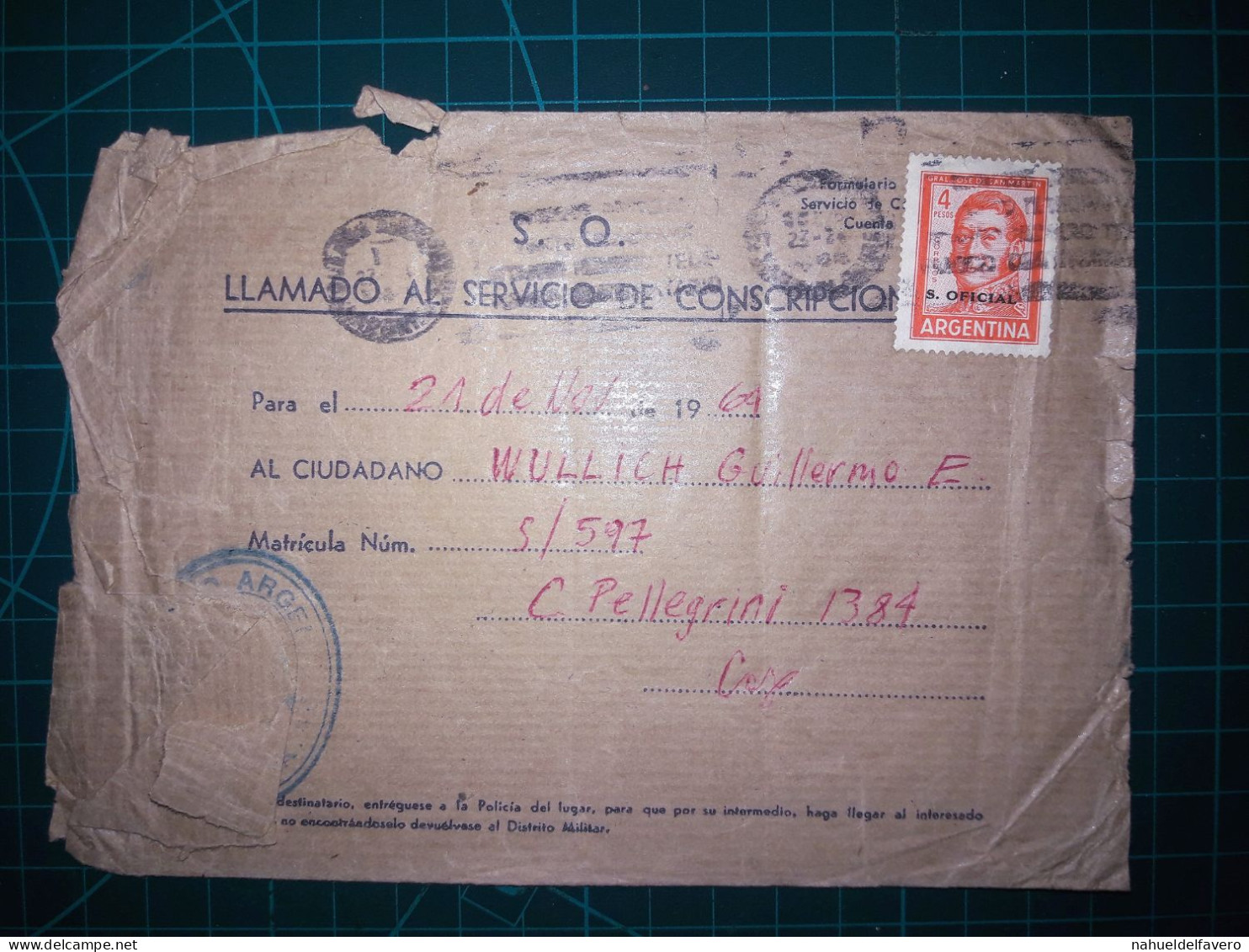 ARGENTINE; Enveloppe Avec Une Variété De Timbres-poste Distribués à Buenos Aires. Années 1961 - Servizio