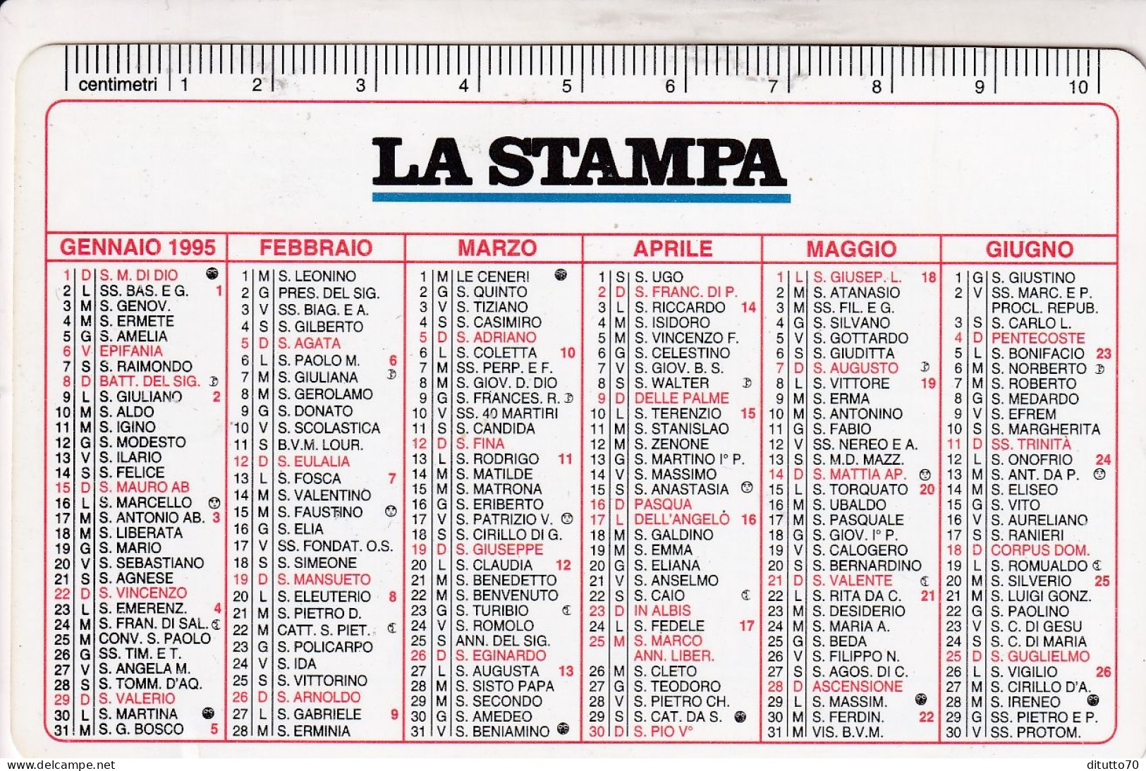 Calendarietto - La Stampa - Anno 1995 - Petit Format : 1991-00