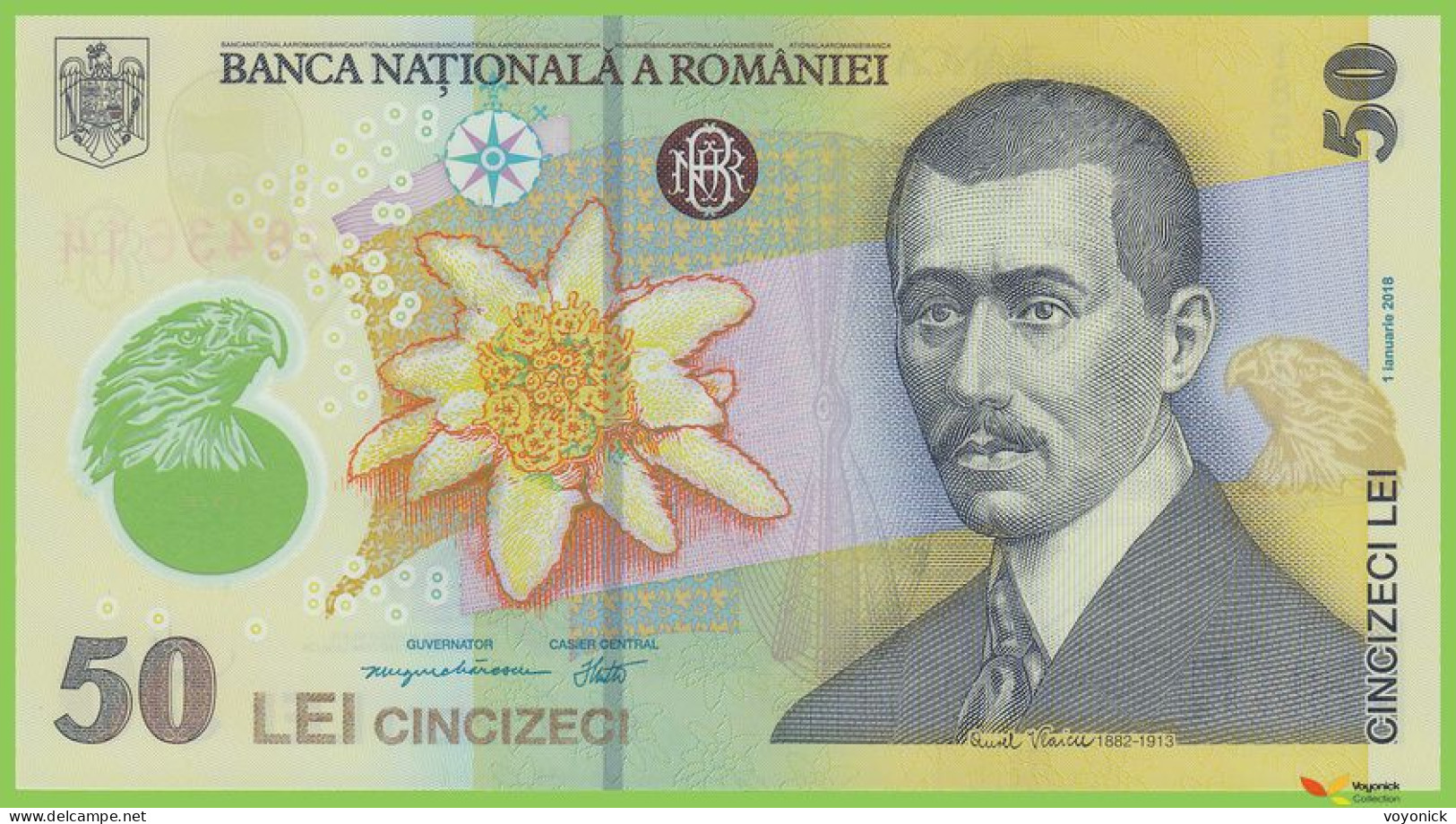 Voyo ROMANIA 50 Lei 2018/2020 P120j B289c 5F UNC Polymer - Roemenië