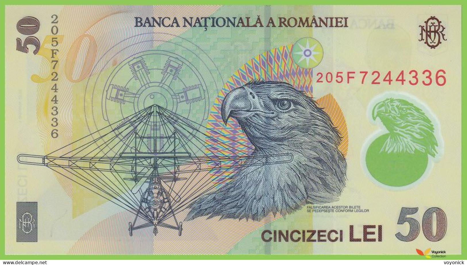 Voyo ROMANIA 50 Lei 2018/2020 P120j B289c 5F UNC Polymer - Romania