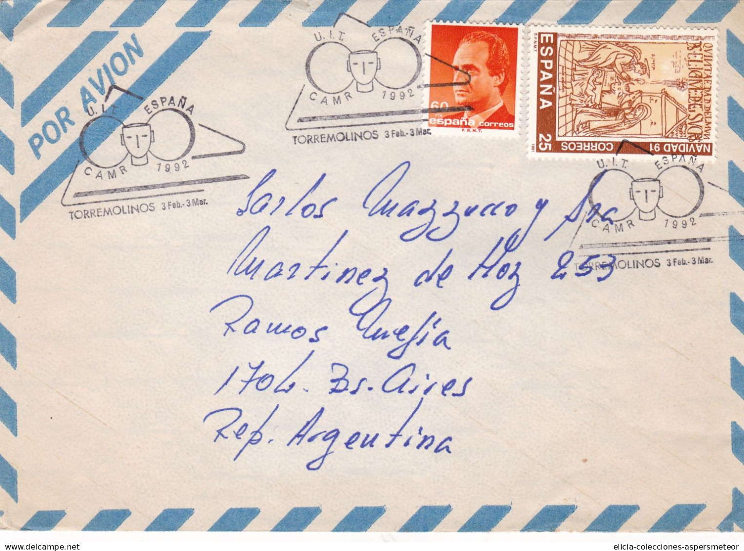 Argentina - 1992 - Airmail - Letter - Sent From Buenos Aires - Spain Stamps And Postmark - Caja 30 - Cartas & Documentos