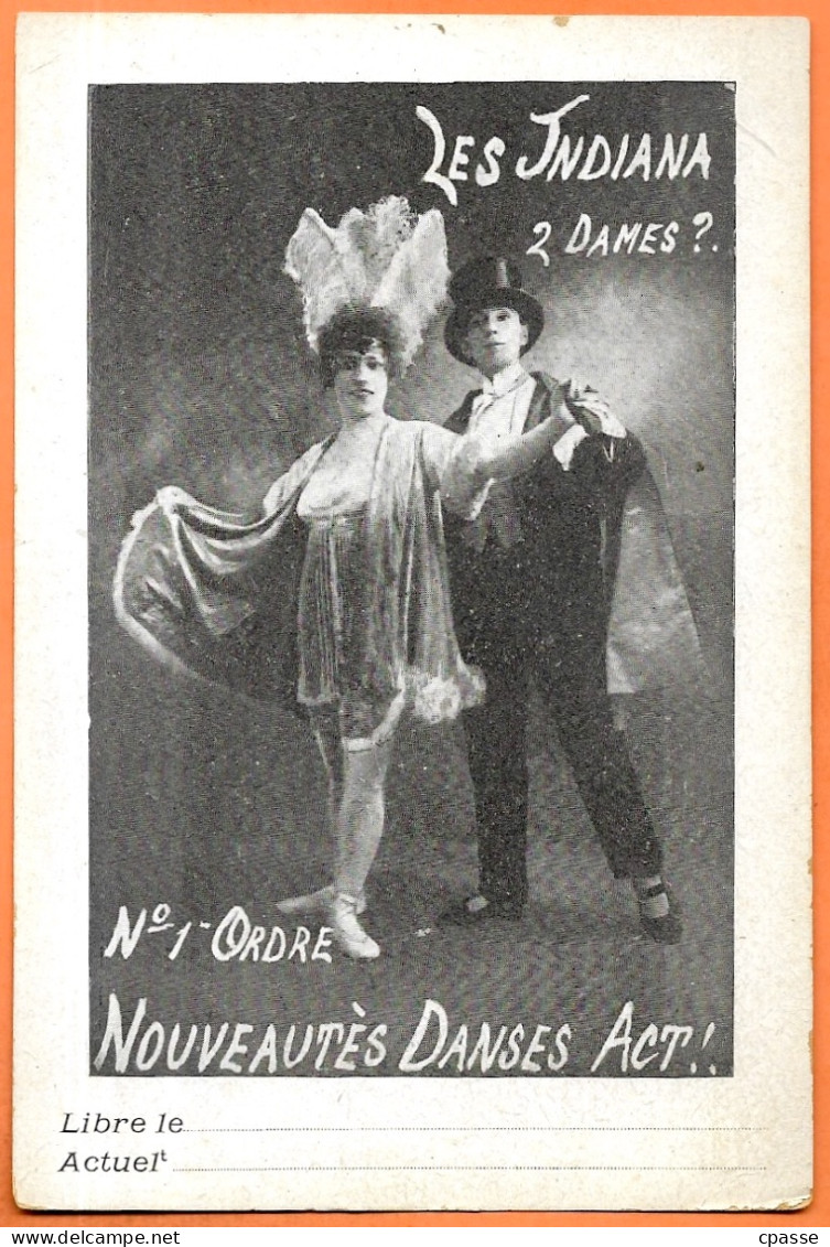 Carte Publicitaire Artiste De Cabaret "LES INDIANA" 2 Dames ? "Nouveautés Danses Act !" ** Danse Dance - Cabarets