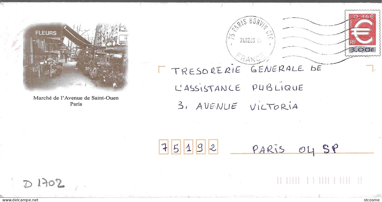 D1702 Entier Postal / Postal Stationnery / PSE - PAP - Marché De L'avenue De St Ouen (75) Agrément 809.B4K.0103336 - PAP: Sonstige (1995-...)