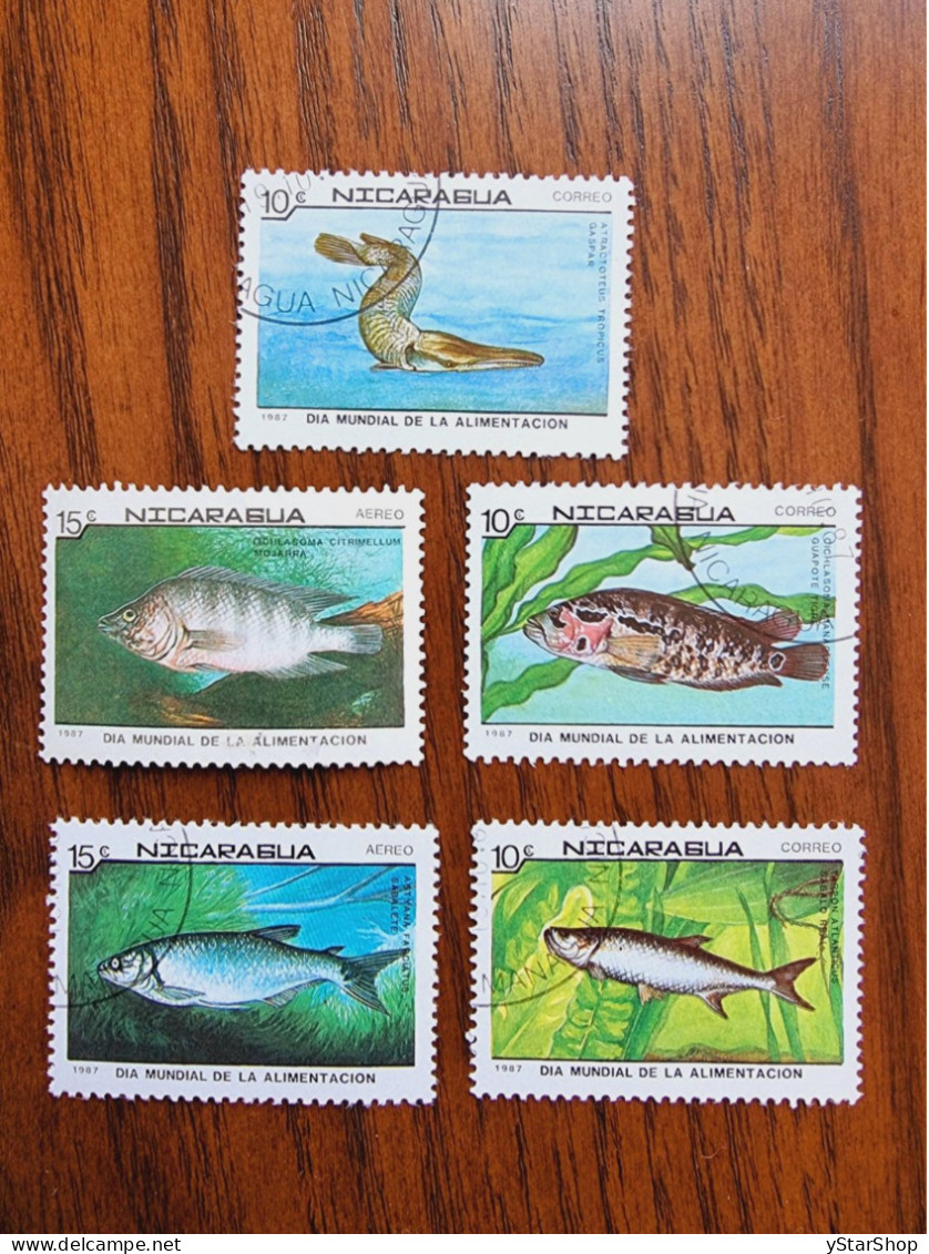 Nicaragua VFU Used World Food Day: Fishes 1987 Stamp Set NI 1661-65 - Nicaragua