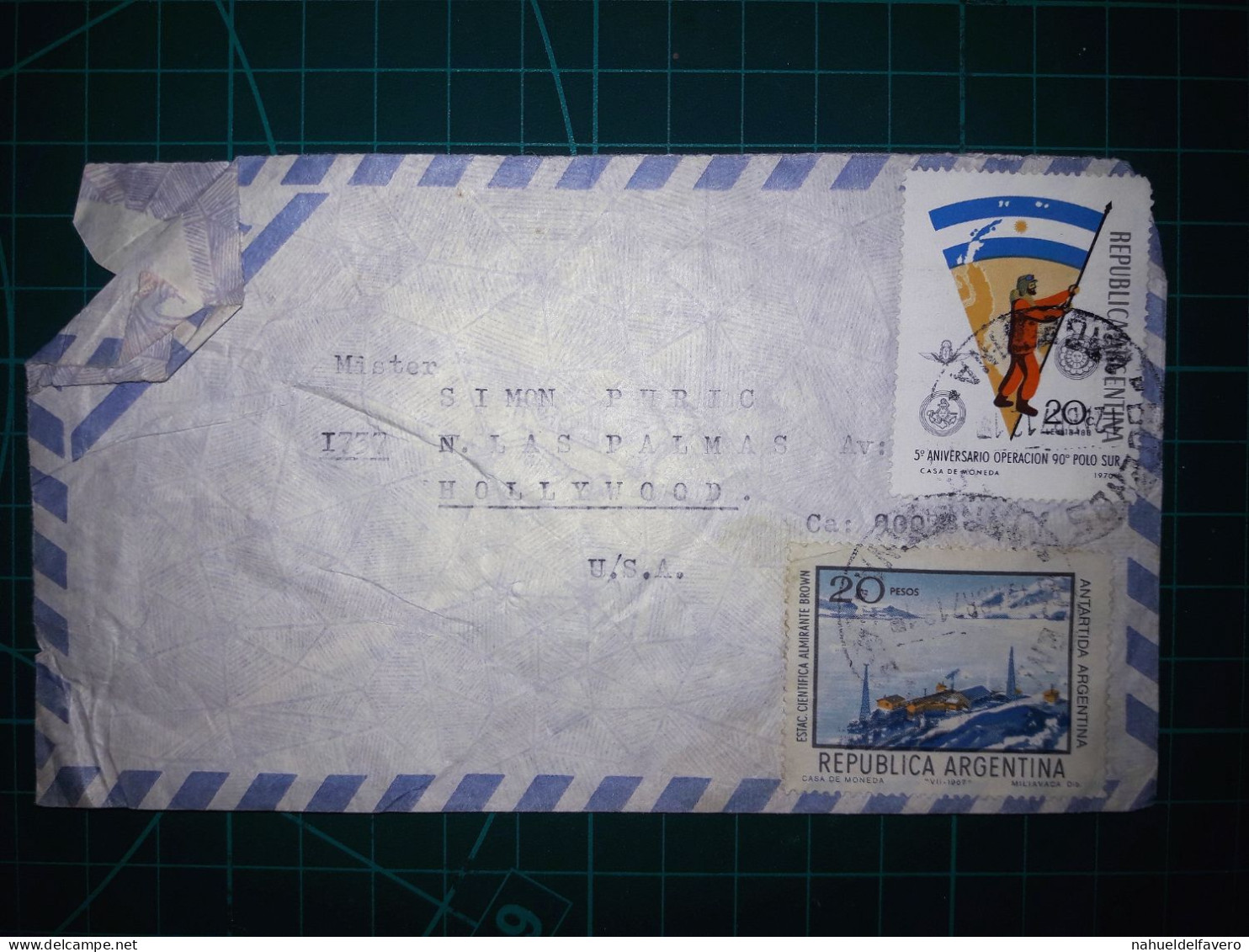 ARGENTINE; Enveloppe Avec Divers Timbres Postaux Envoyée à La Province De Hollywood, Usa. Années 1971.. - Usados