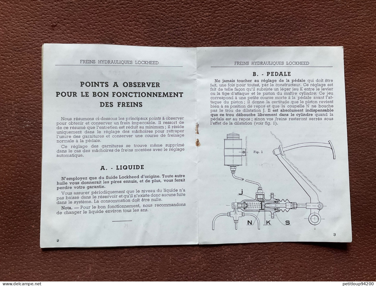 DOCUMENT COMMERCIAL Catalogue LOCKHEED  Freins Hydroliques - Automobil